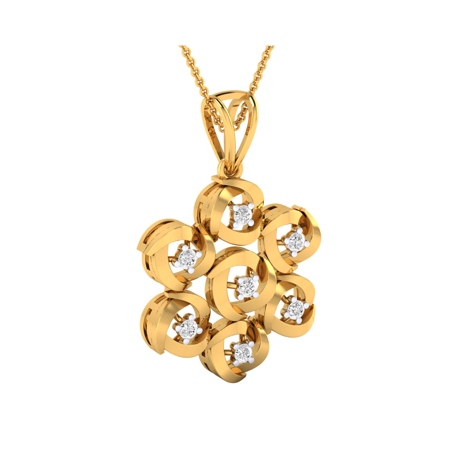 Women Flower Pendant STL OBJ FBX Renders Details 3D print model_5