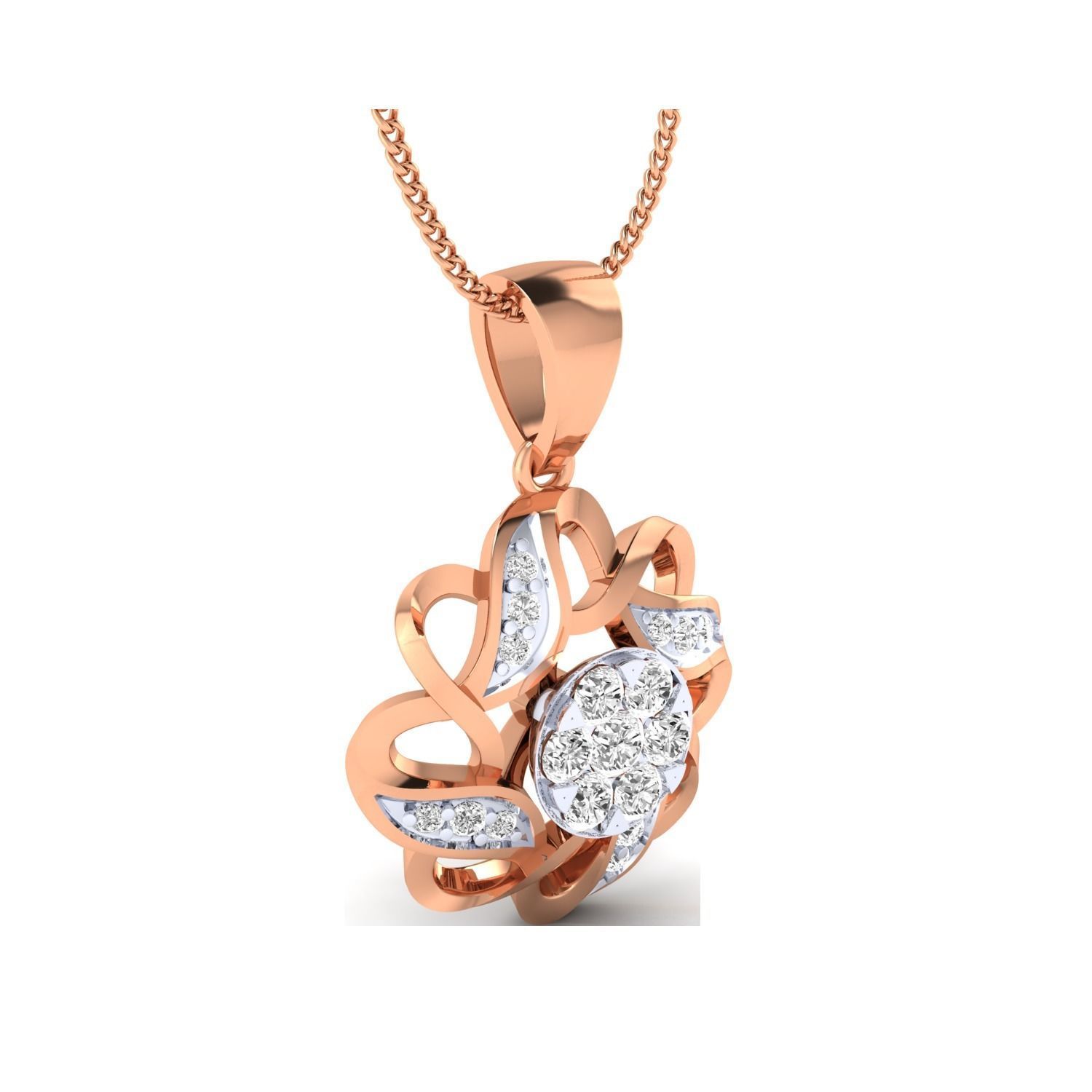 Women Flower Pendant STL OBJ FBX Renders Details 3D print model_2