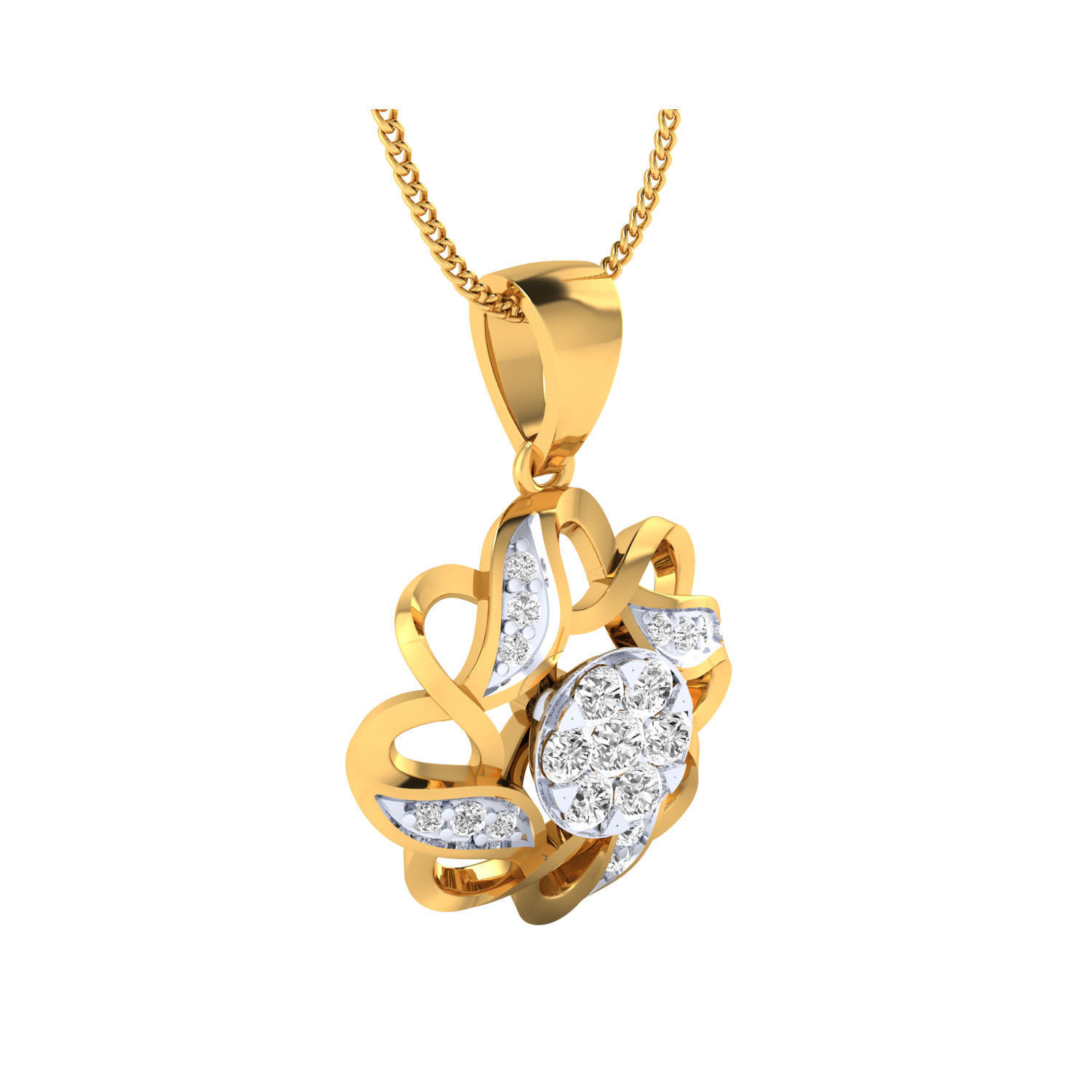 Women Flower Pendant STL OBJ FBX Renders Details 3D print model_5