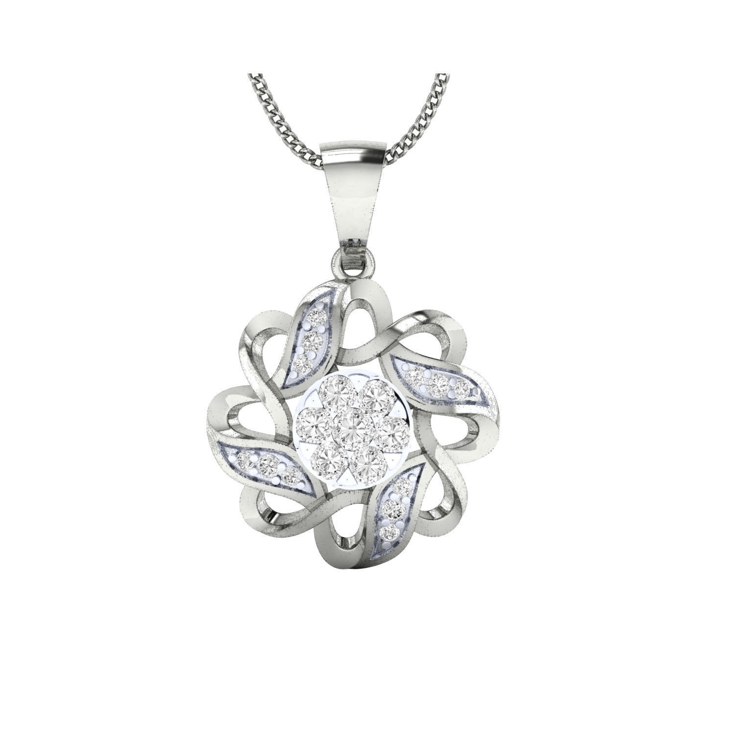 Women Flower Pendant STL OBJ FBX Renders Details 3D print model_14