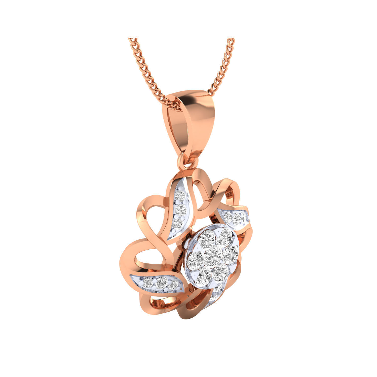 Women Flower Pendant STL OBJ FBX Renders Details 3D print model_1