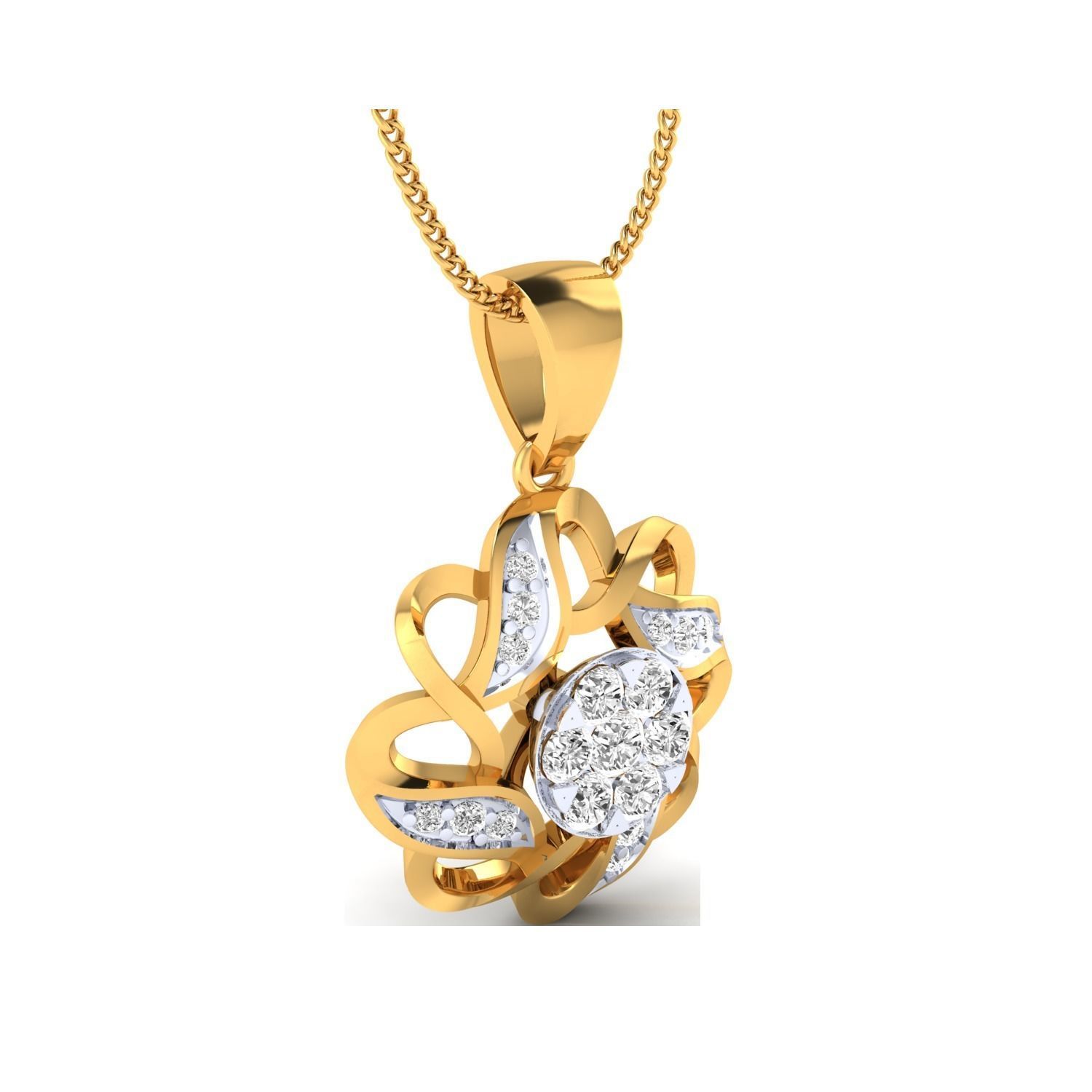 Women Flower Pendant STL OBJ FBX Renders Details 3D print model_6