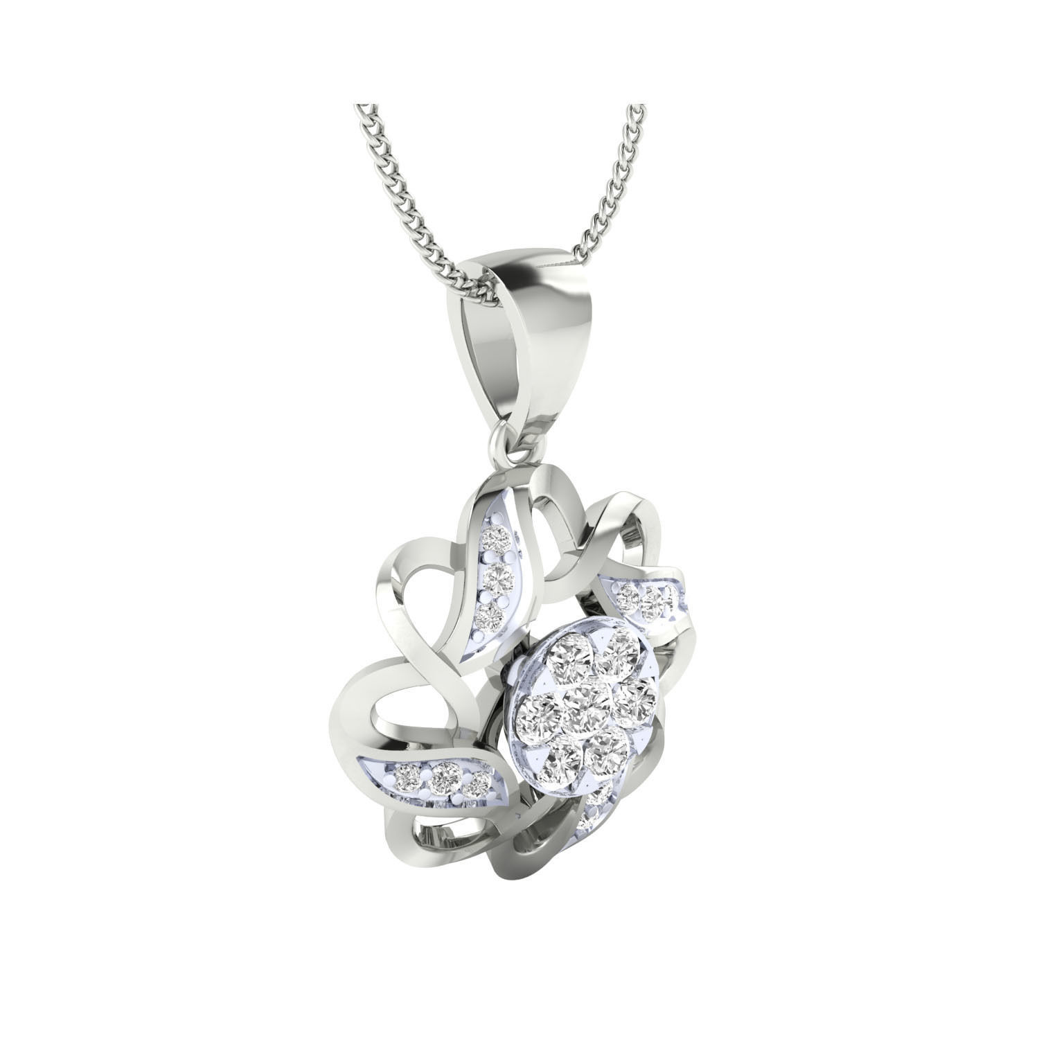 Women Flower Pendant STL OBJ FBX Renders Details 3D print model_3