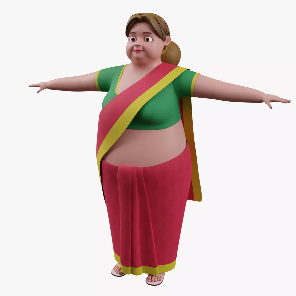Fat Indian Women Cartoon Rigged 3D model
