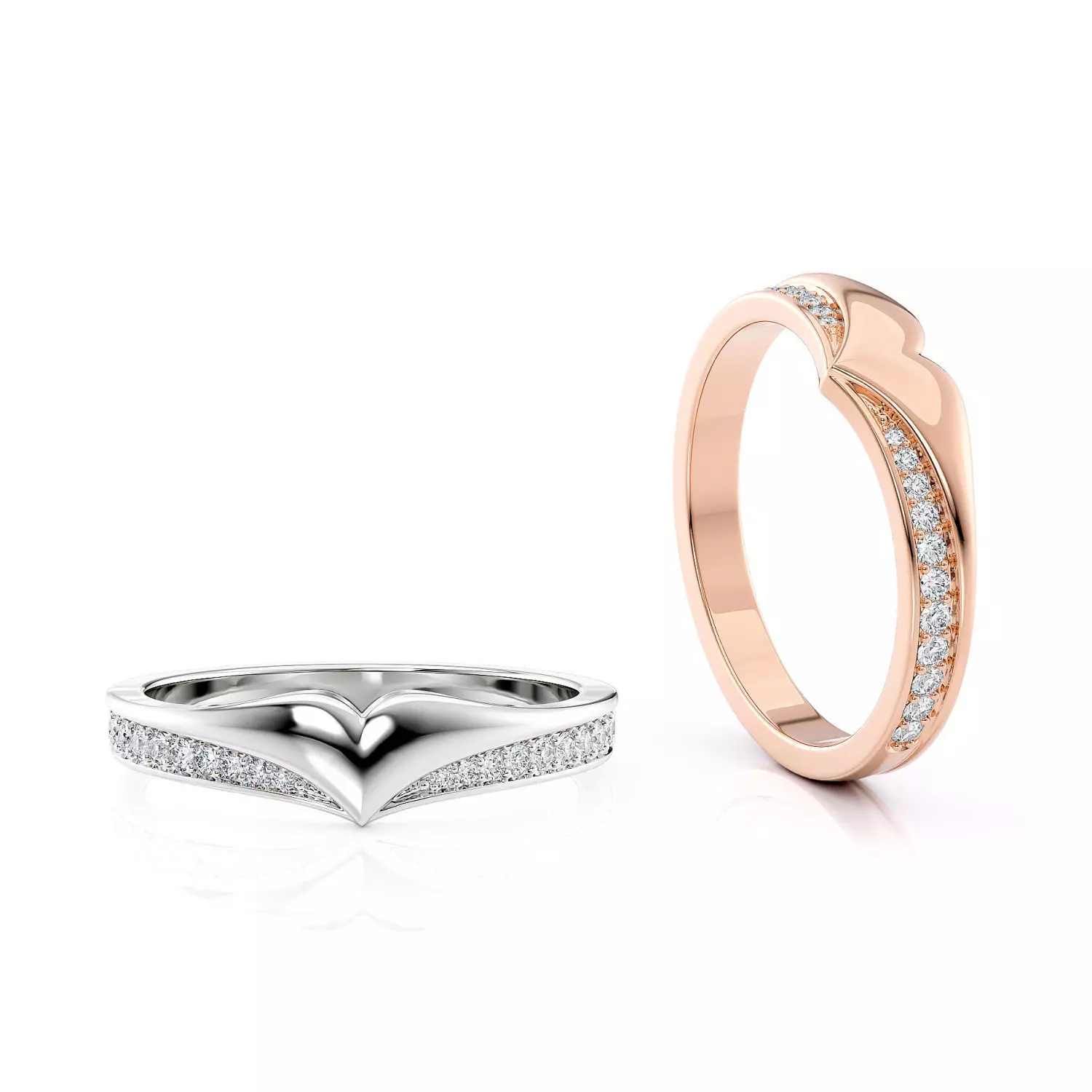 Heart ring with brilliants R 0327 printable 3d model 3D print model