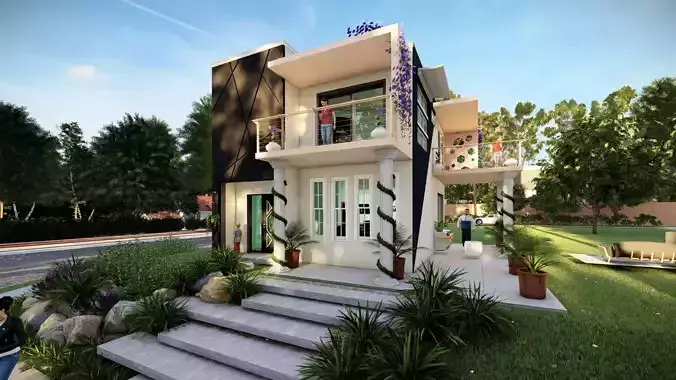 3 Bedroom House plan Model  Low-poly 3D model