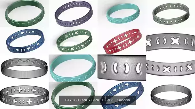 STYLISH FANCY BANGLE PACK 3D Model Collection