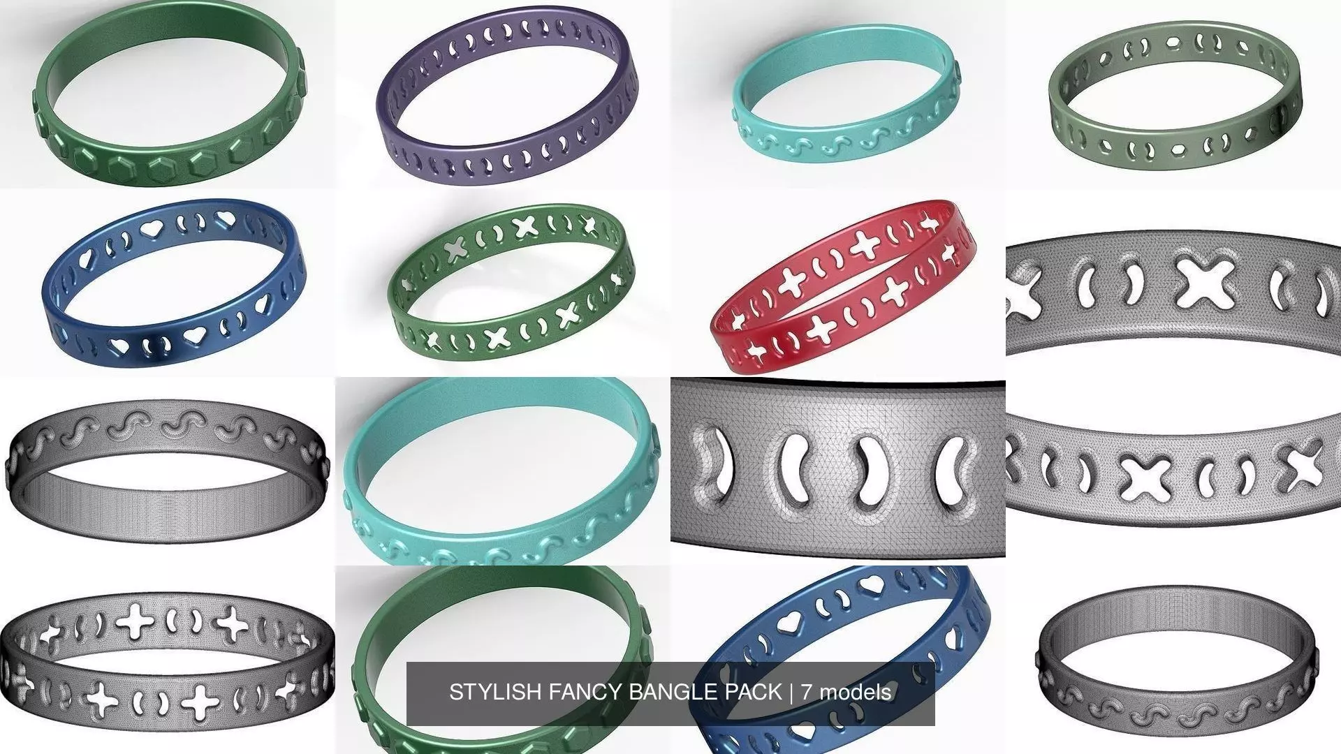 STYLISH FANCY BANGLE PACK 3D Model Collection_0