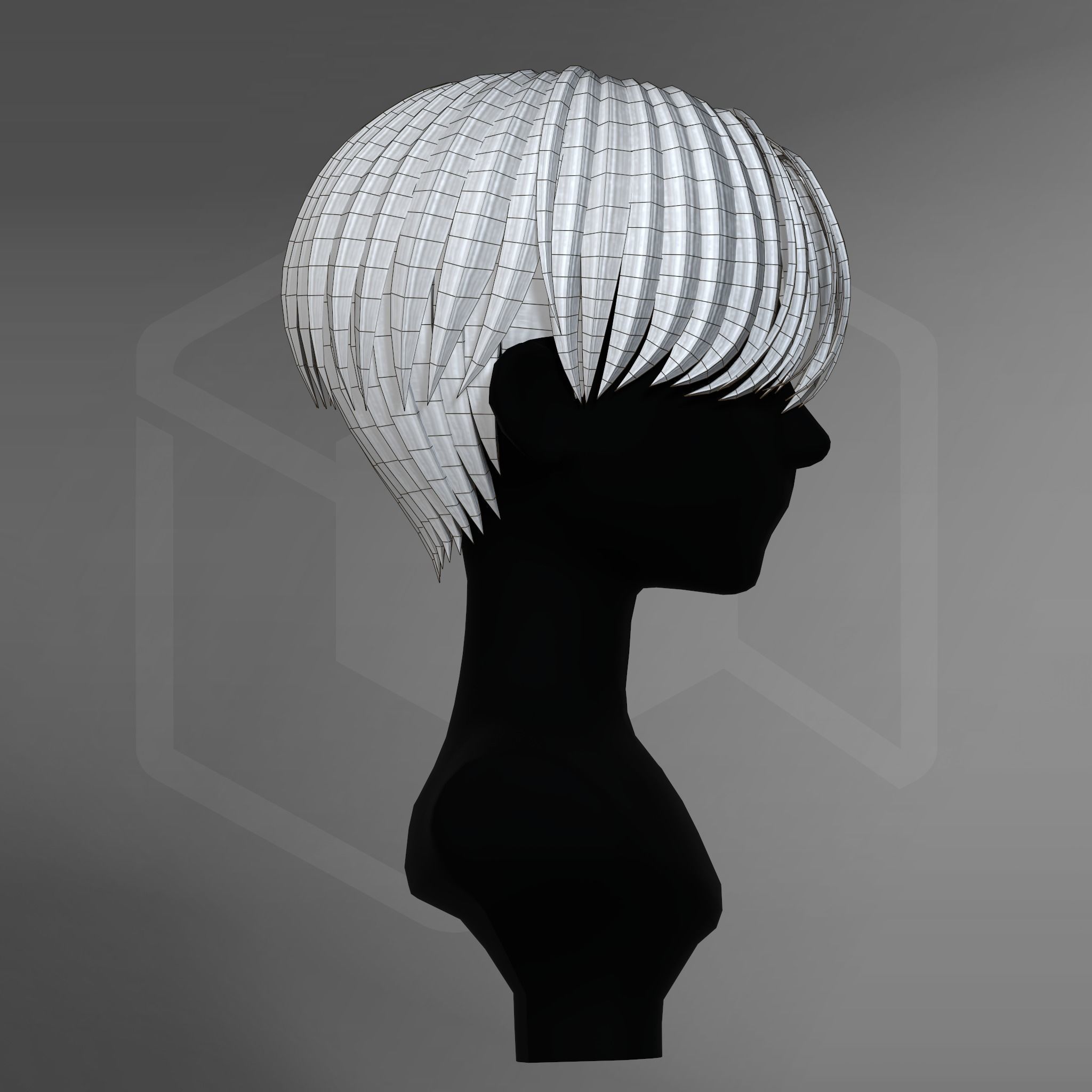 Game Hair - Stylized Male Hairstyle V3 Low-poly 3D model_12