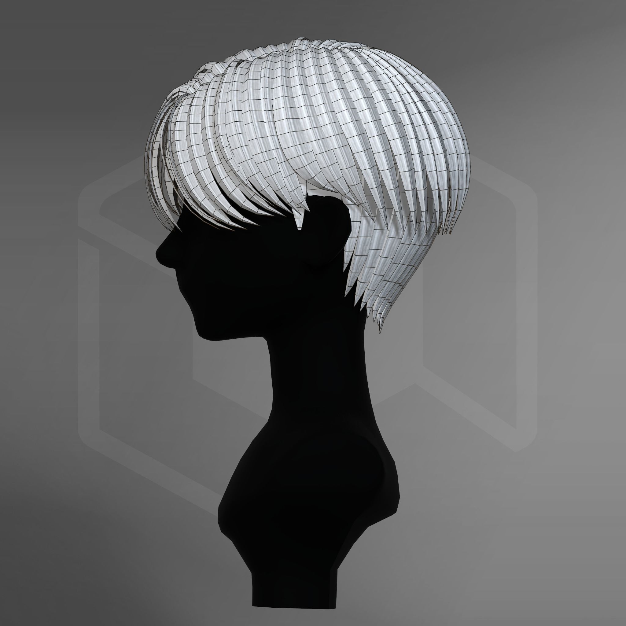 Game Hair - Stylized Male Hairstyle V3 Low-poly 3D model_13