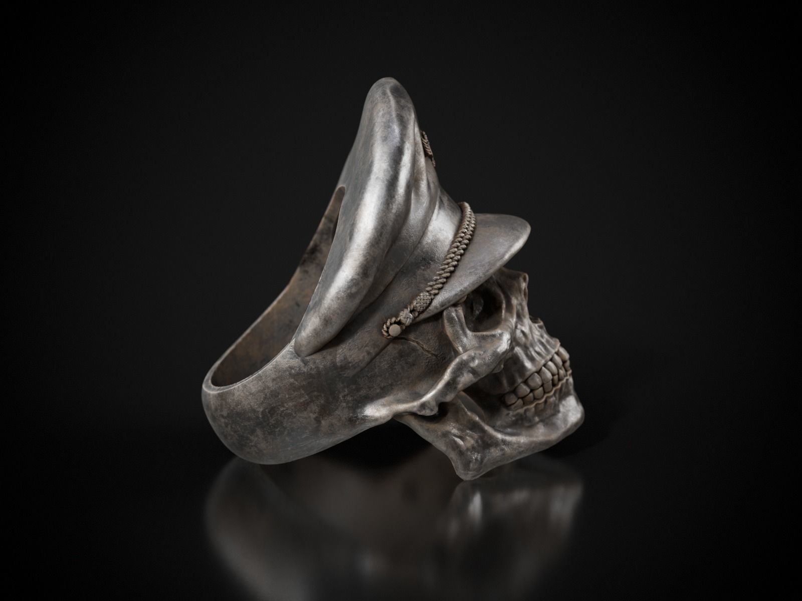 Colonel Skull Ring 3D print model_6