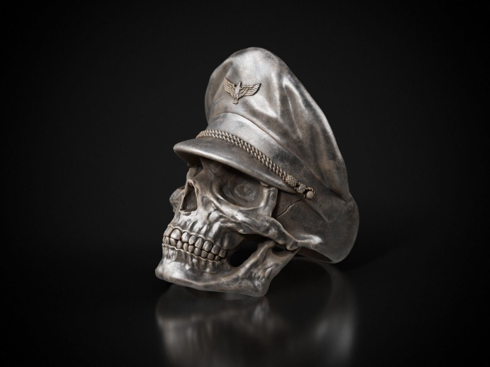 Colonel Skull Ring 3D print model_11