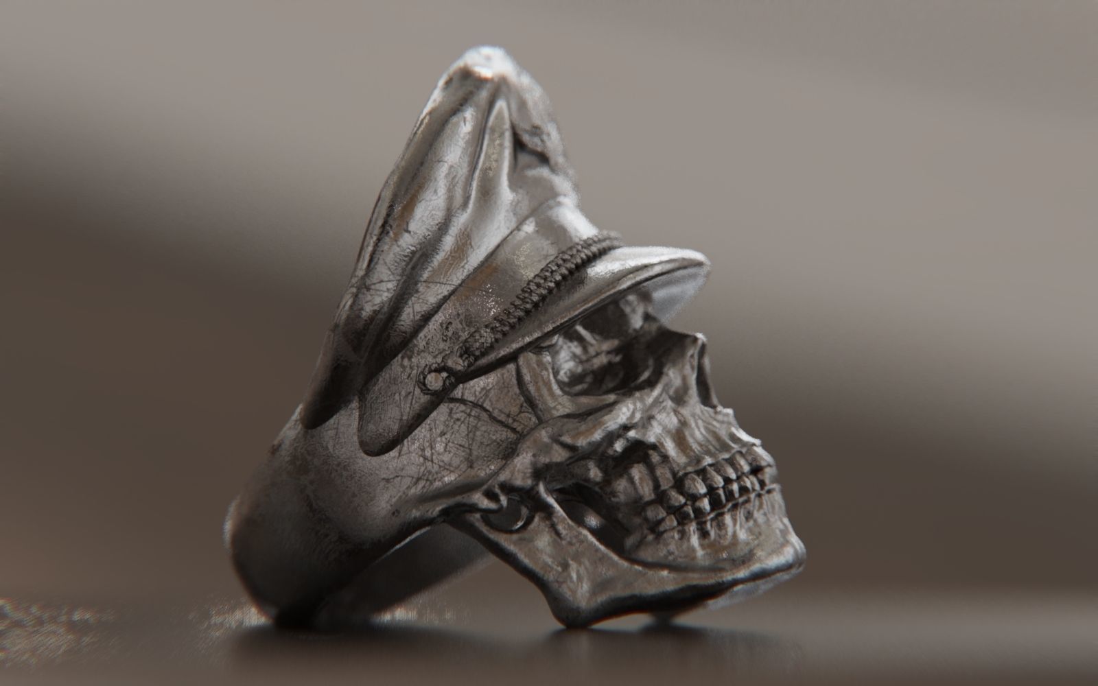 Colonel Skull Ring 3D print model_12