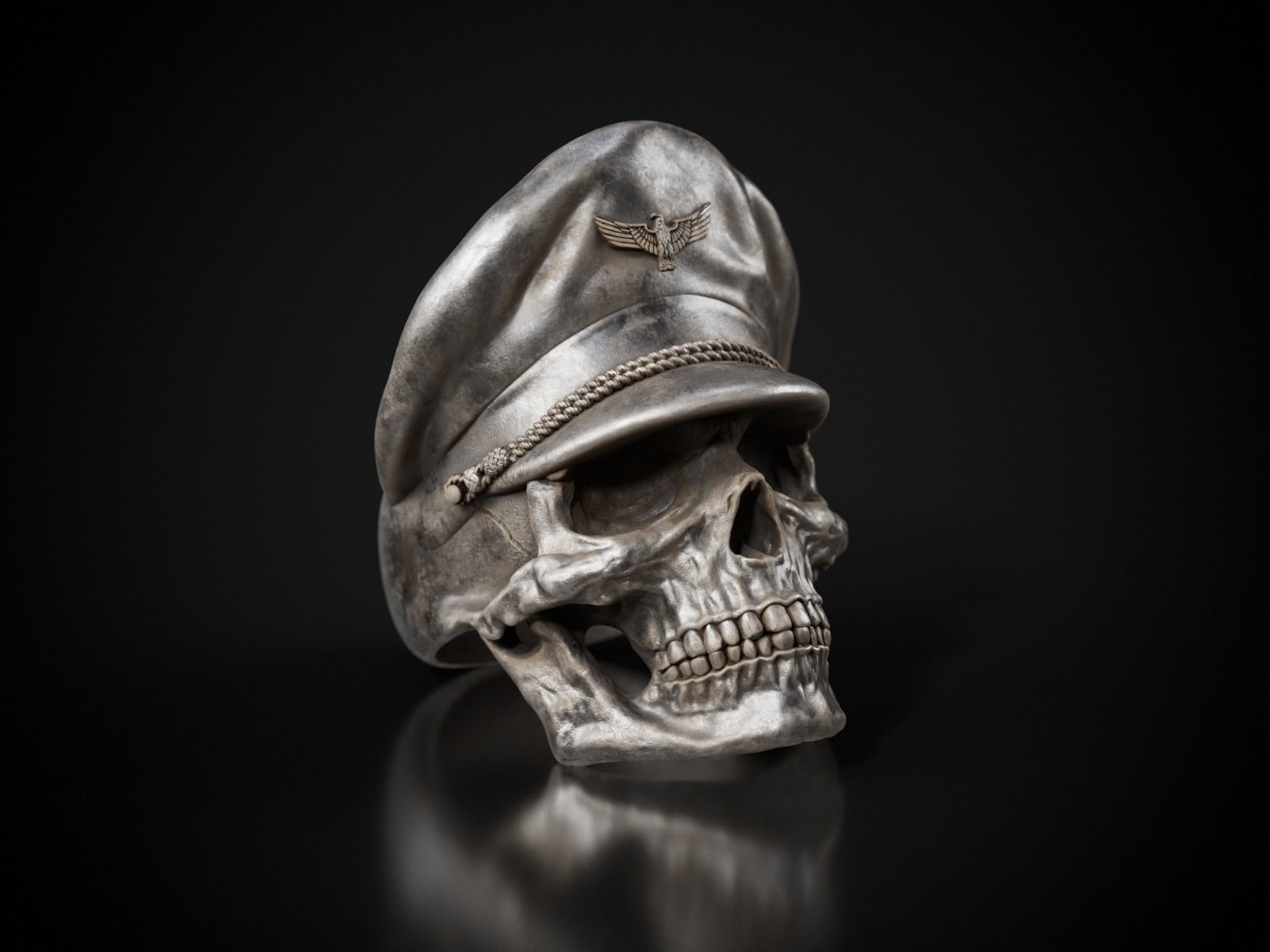 Colonel Skull Ring 3D print model_4