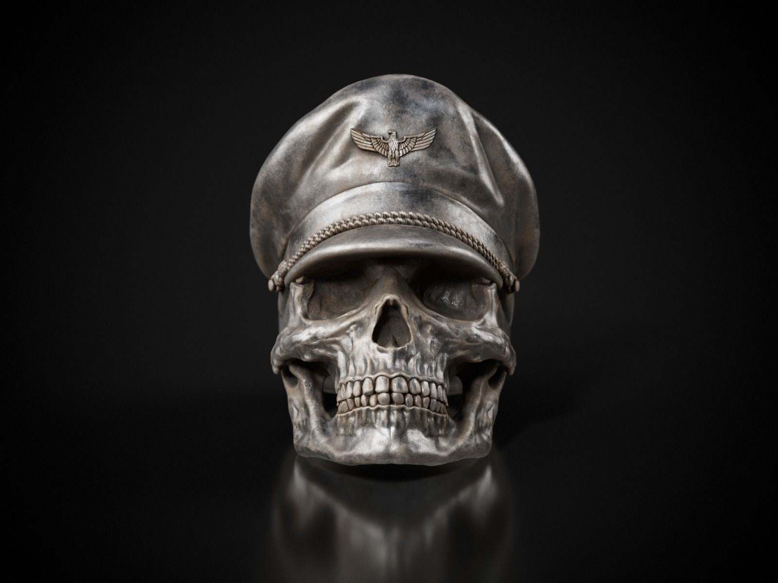 Colonel Skull Ring 3D print model_3