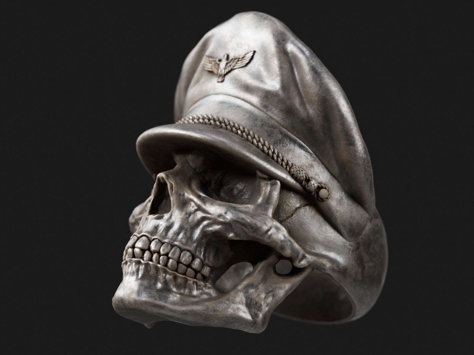 Colonel Skull Ring 3D print model_2