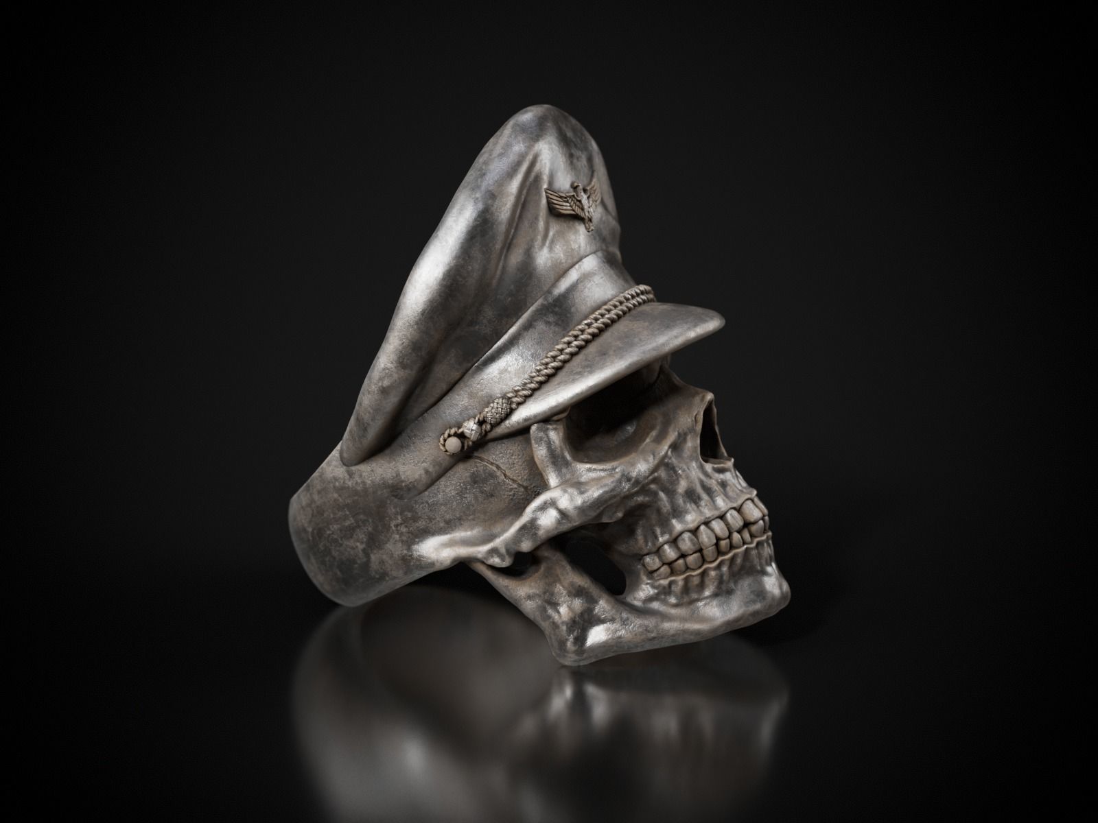 Colonel Skull Ring 3D print model_5