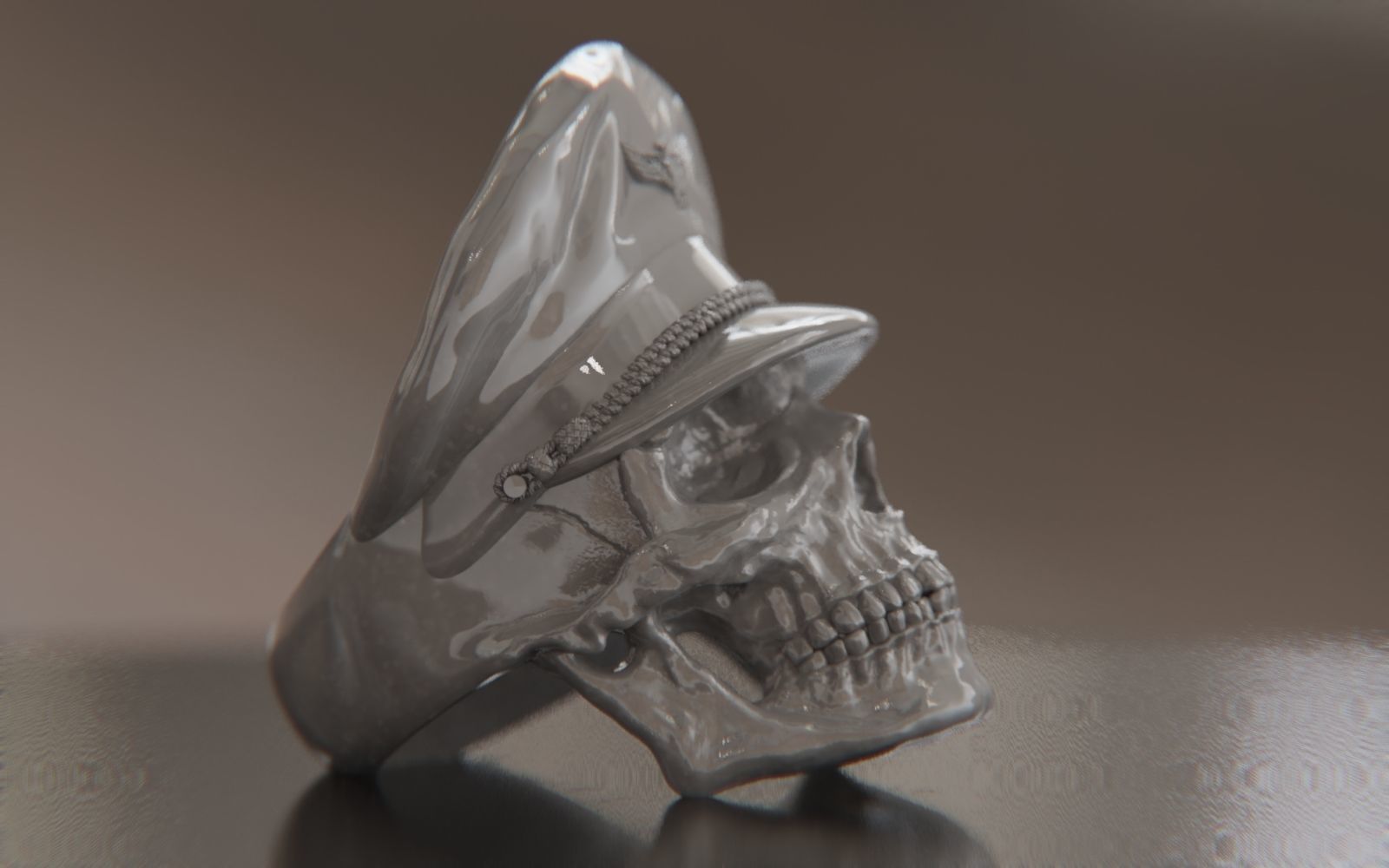 Colonel Skull Ring 3D print model_19