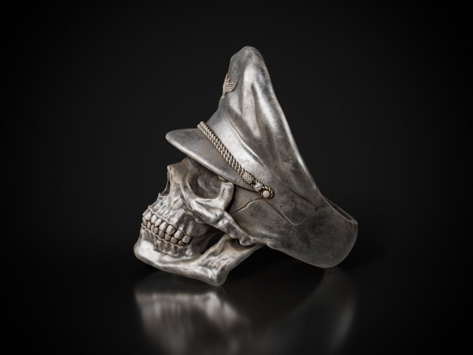 Colonel Skull Ring 3D print model_10