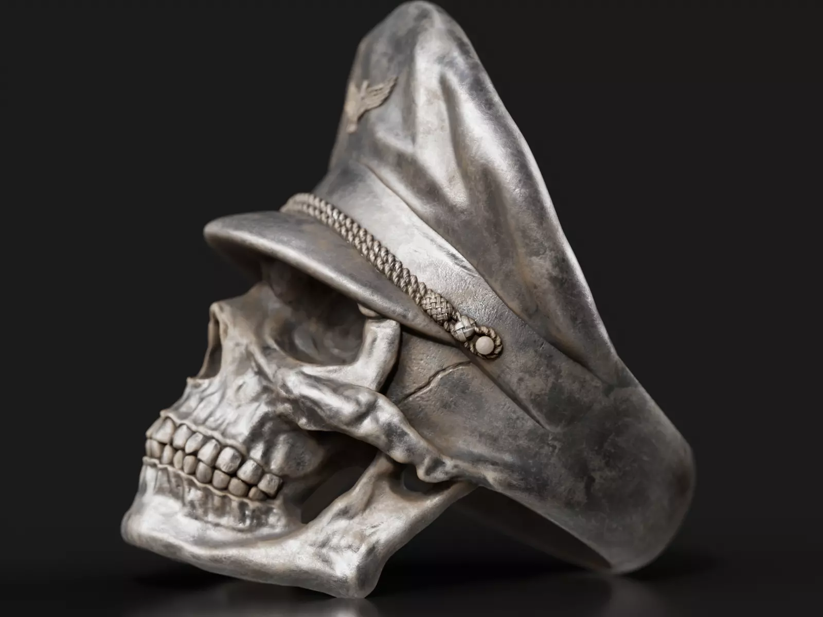 Colonel Skull Ring 3D print model_0
