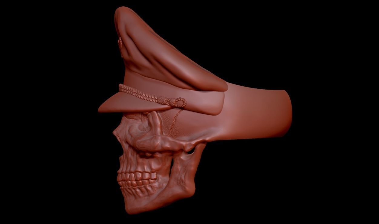 Colonel Skull Ring 3D print model_25