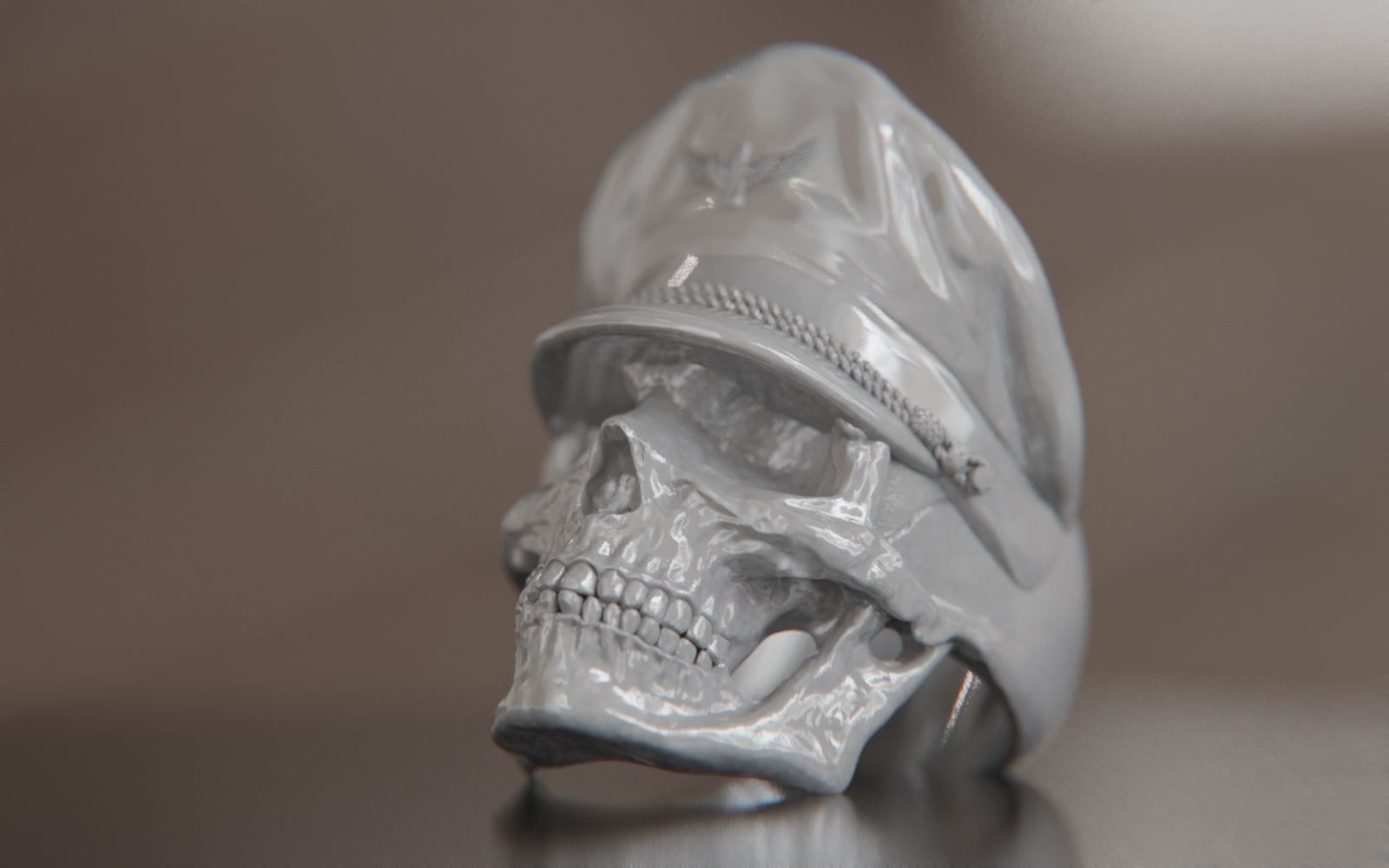 Colonel Skull Ring 3D print model_21