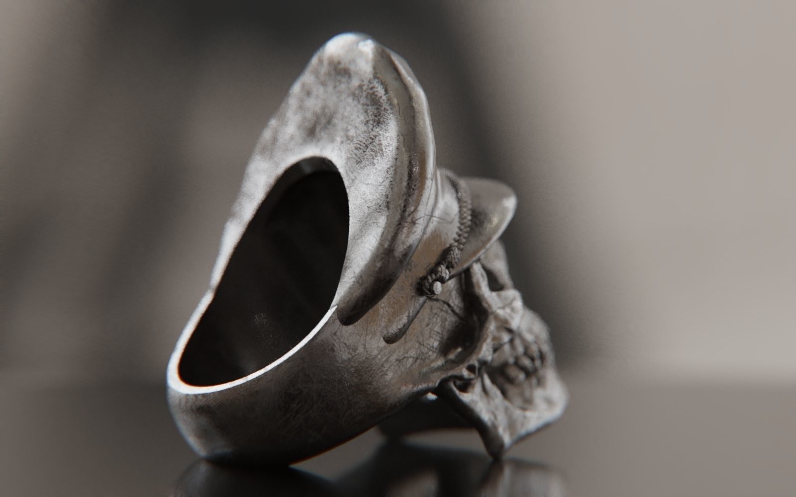 Colonel Skull Ring 3D print model_15