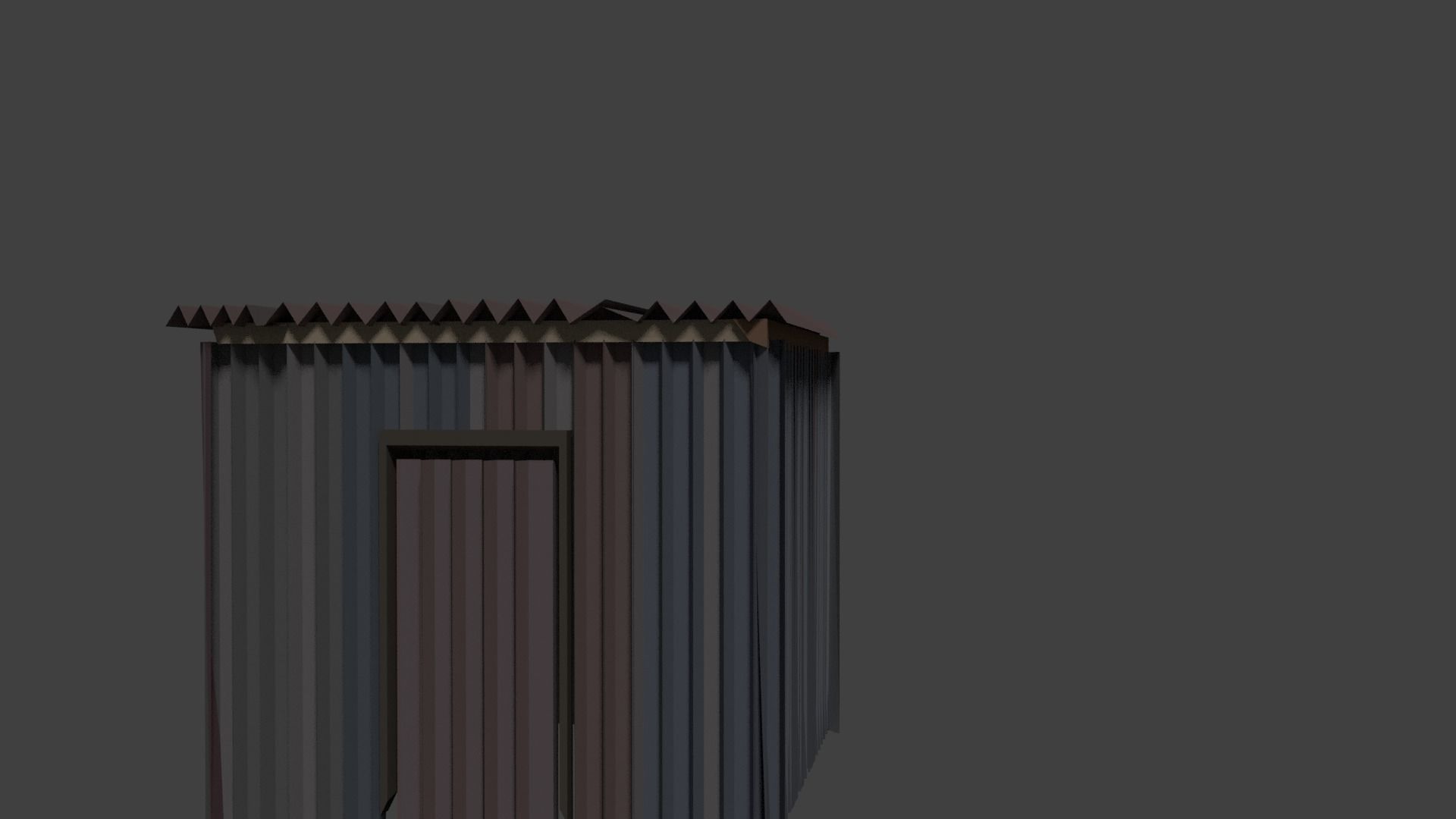 Corrugated iron sheet house Low-poly 3D model_1