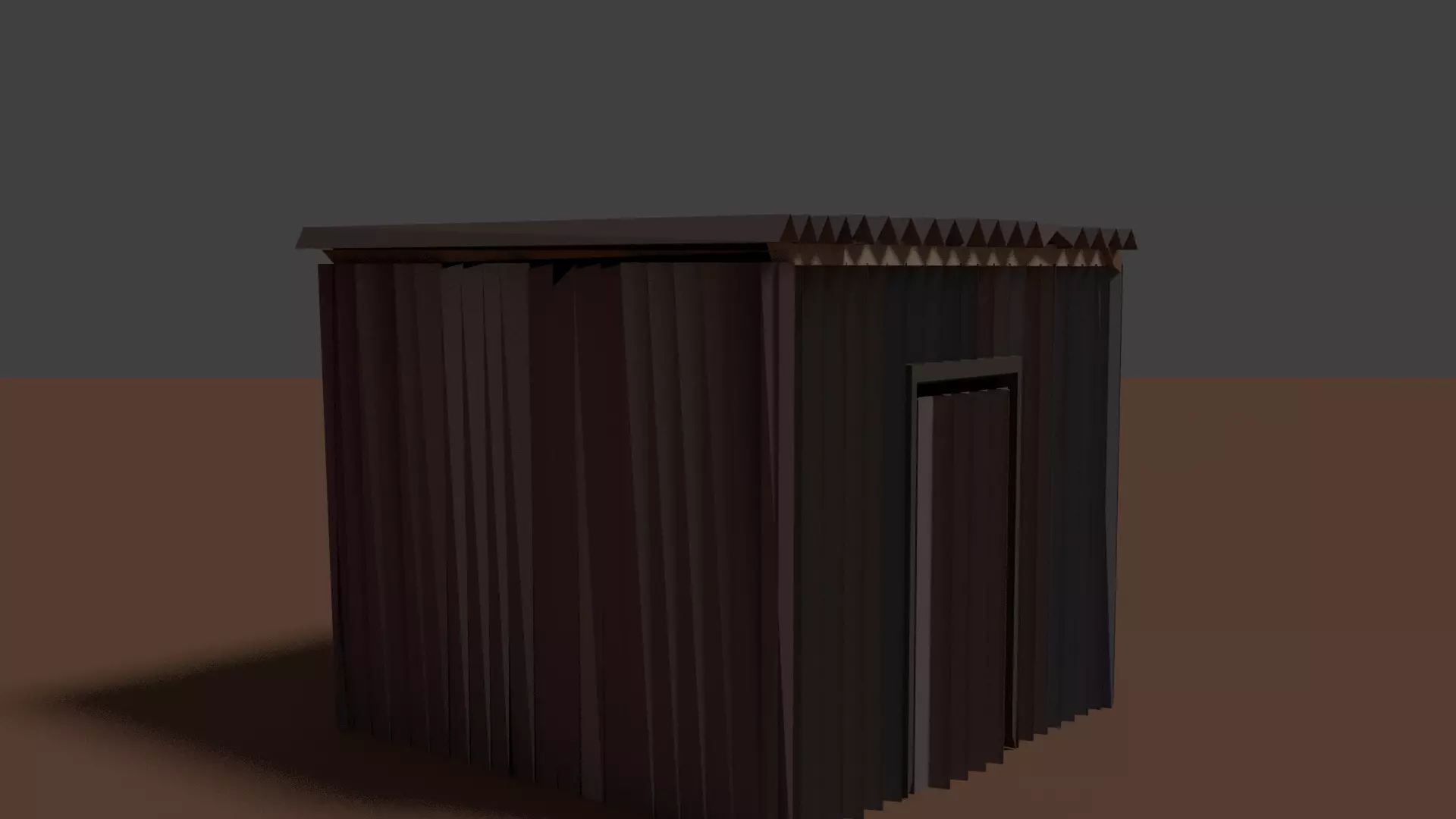 Corrugated iron sheet house Low-poly 3D model_0