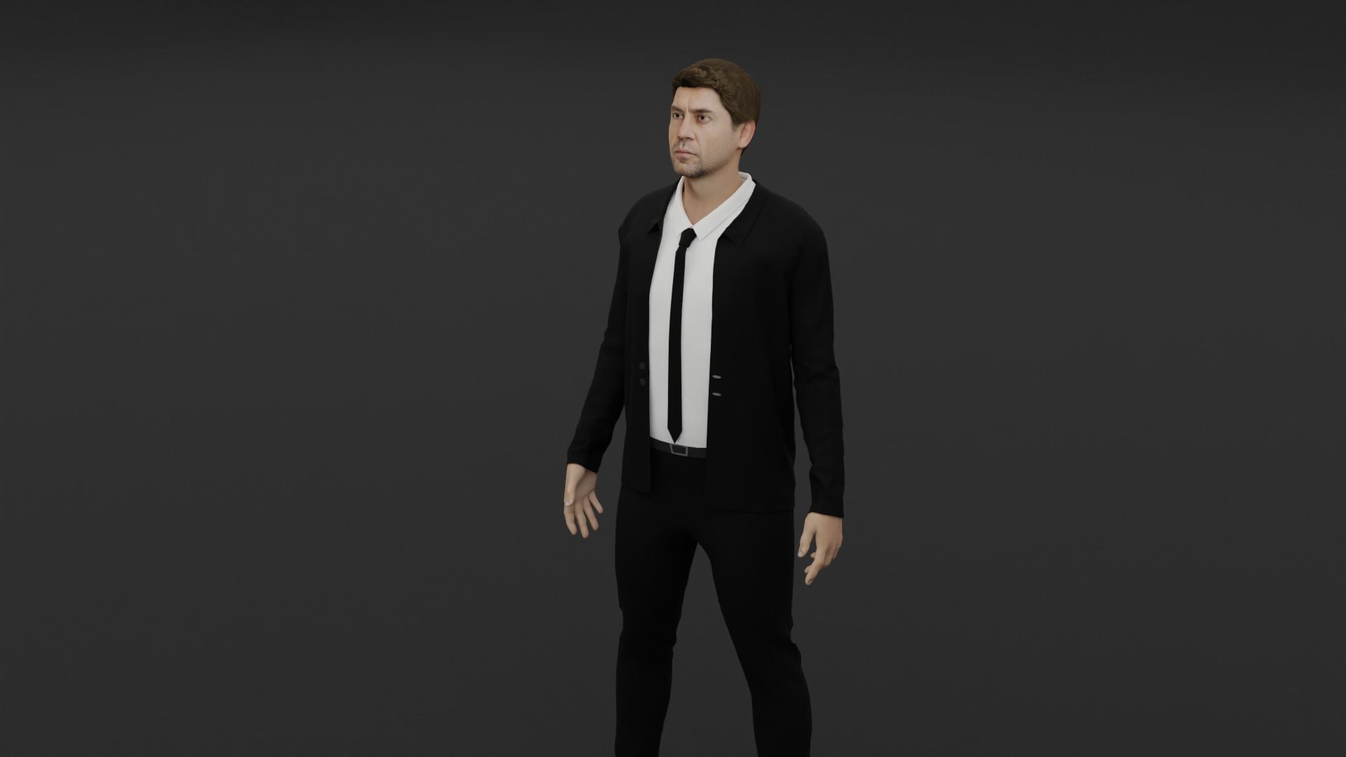 Javier Bardem Low-poly 3D model_3