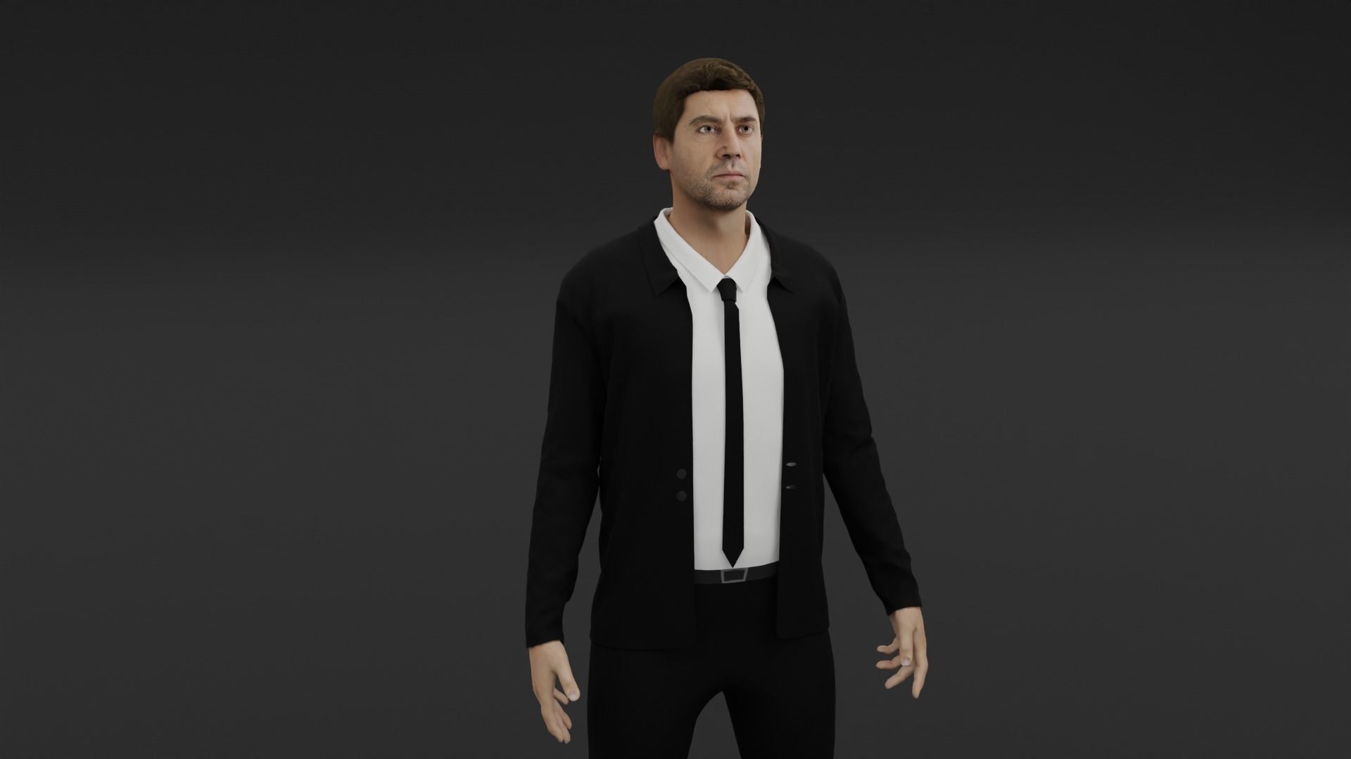 Javier Bardem Low-poly 3D model_4