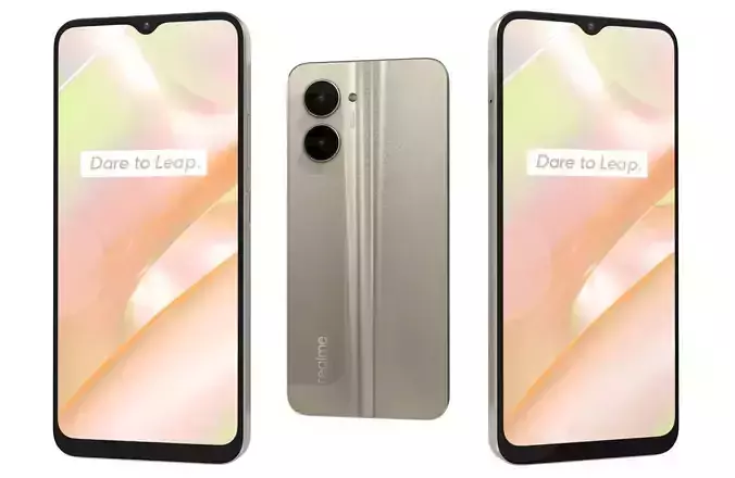 Realme C33 2023 Gold Low-poly 3D model