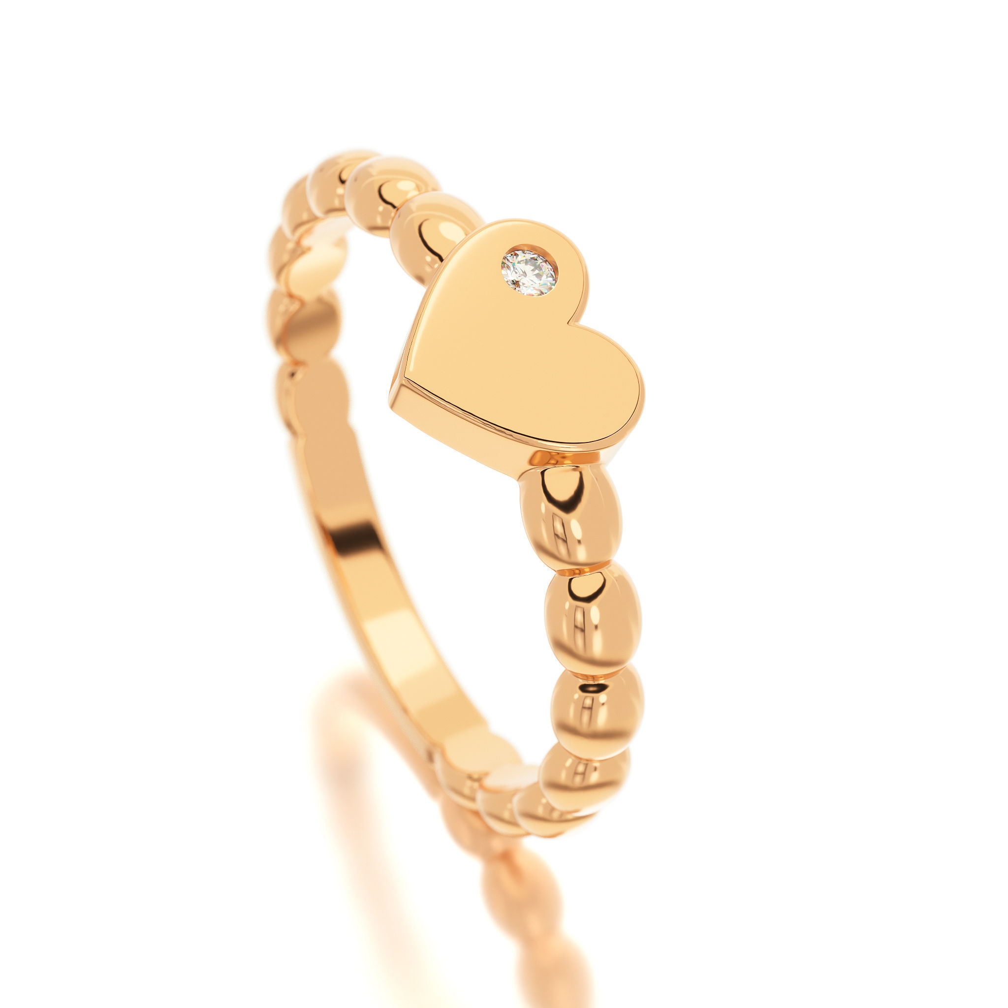 heart ring with diamond 3D print model_16