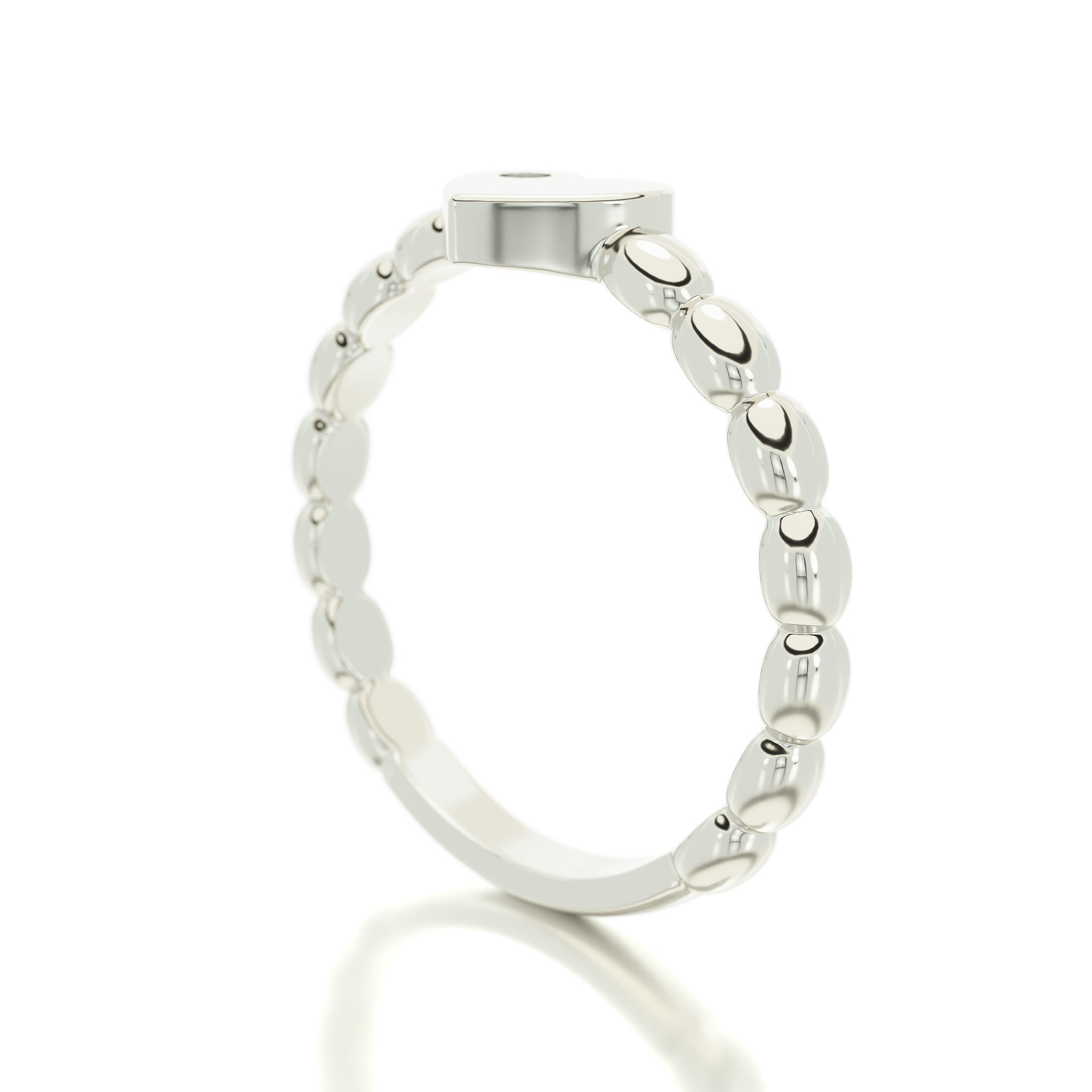 heart ring with diamond 3D print model_2