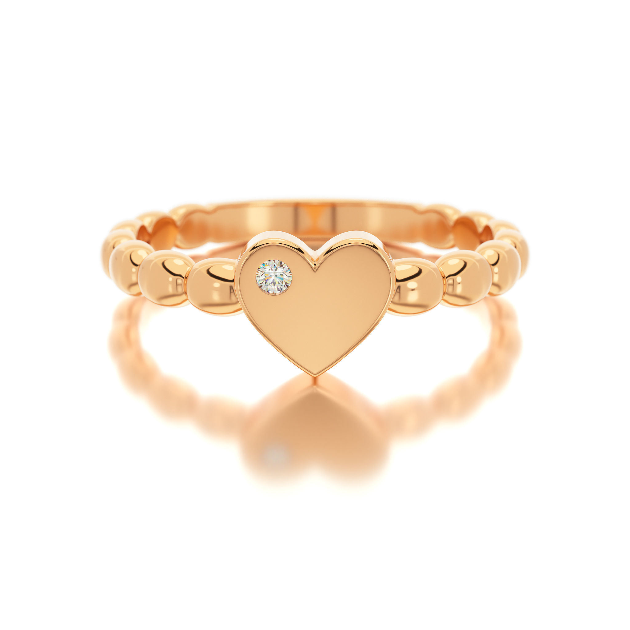 heart ring with diamond 3D print model_17