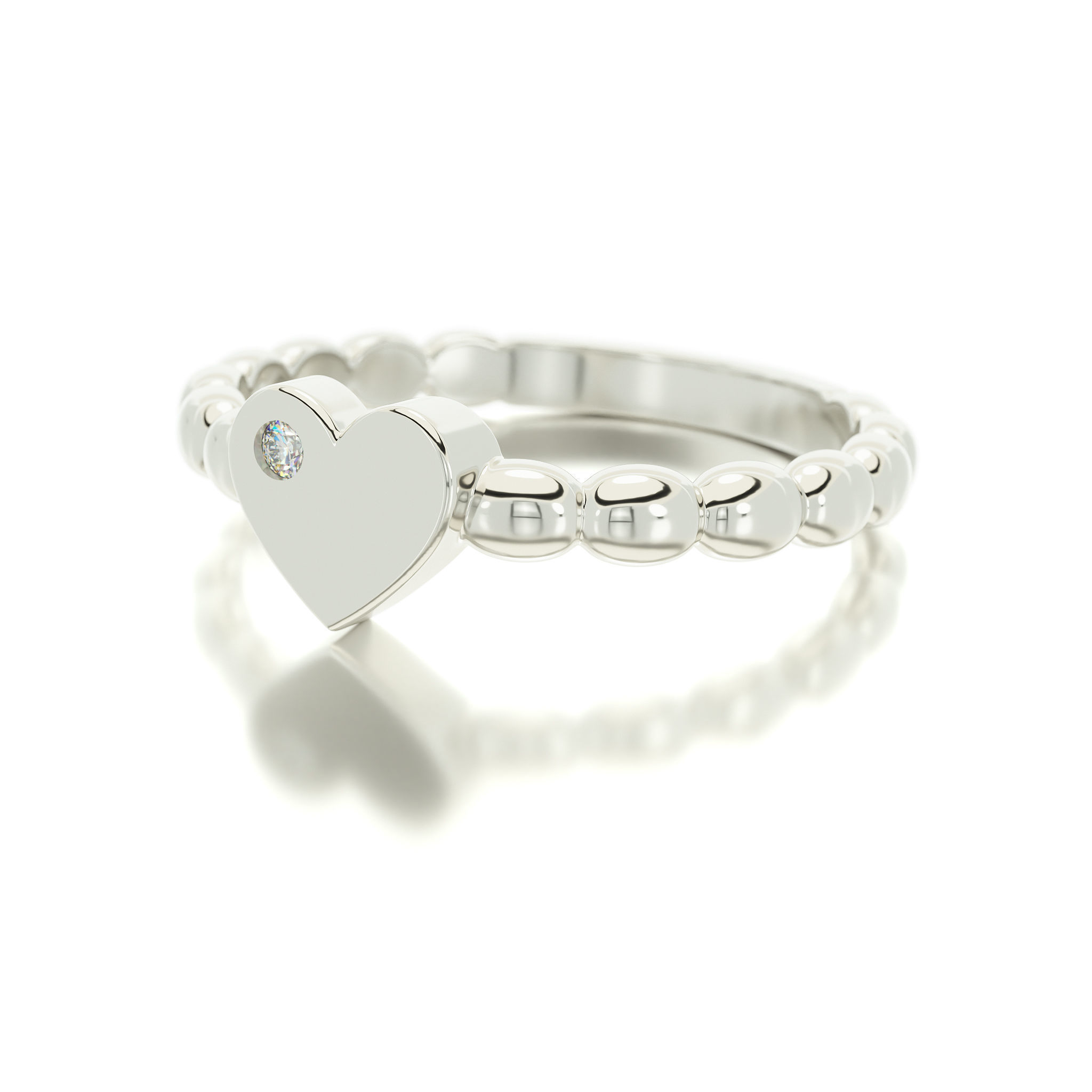 heart ring with diamond 3D print model_6