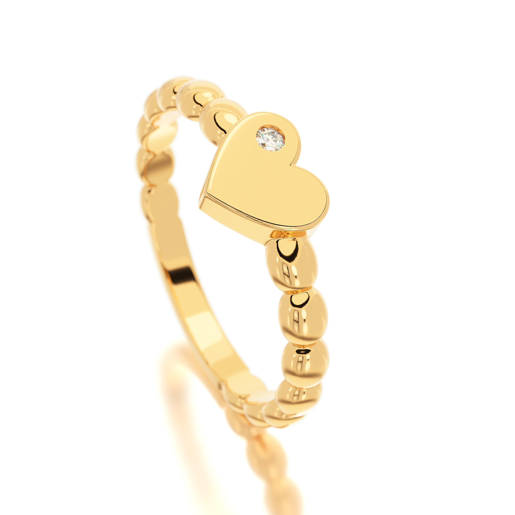 heart ring with diamond 3D print model_10