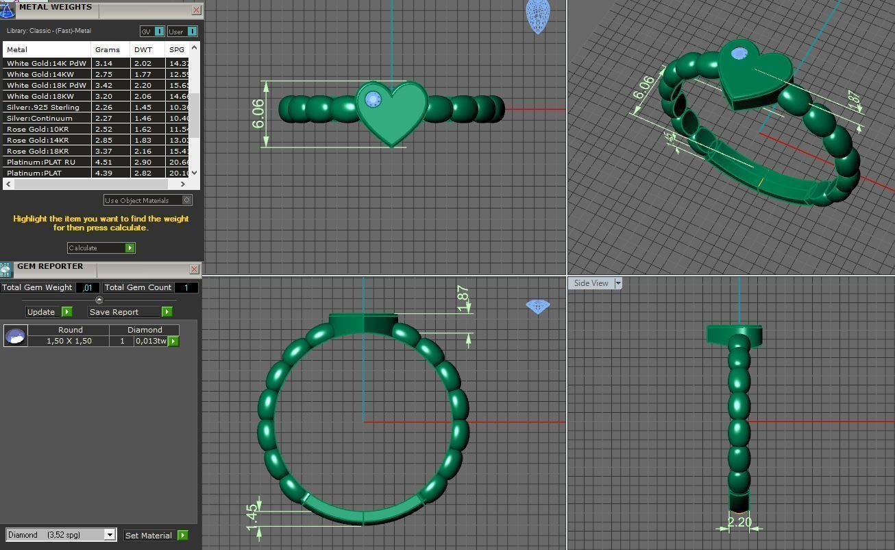 heart ring with diamond 3D print model_20
