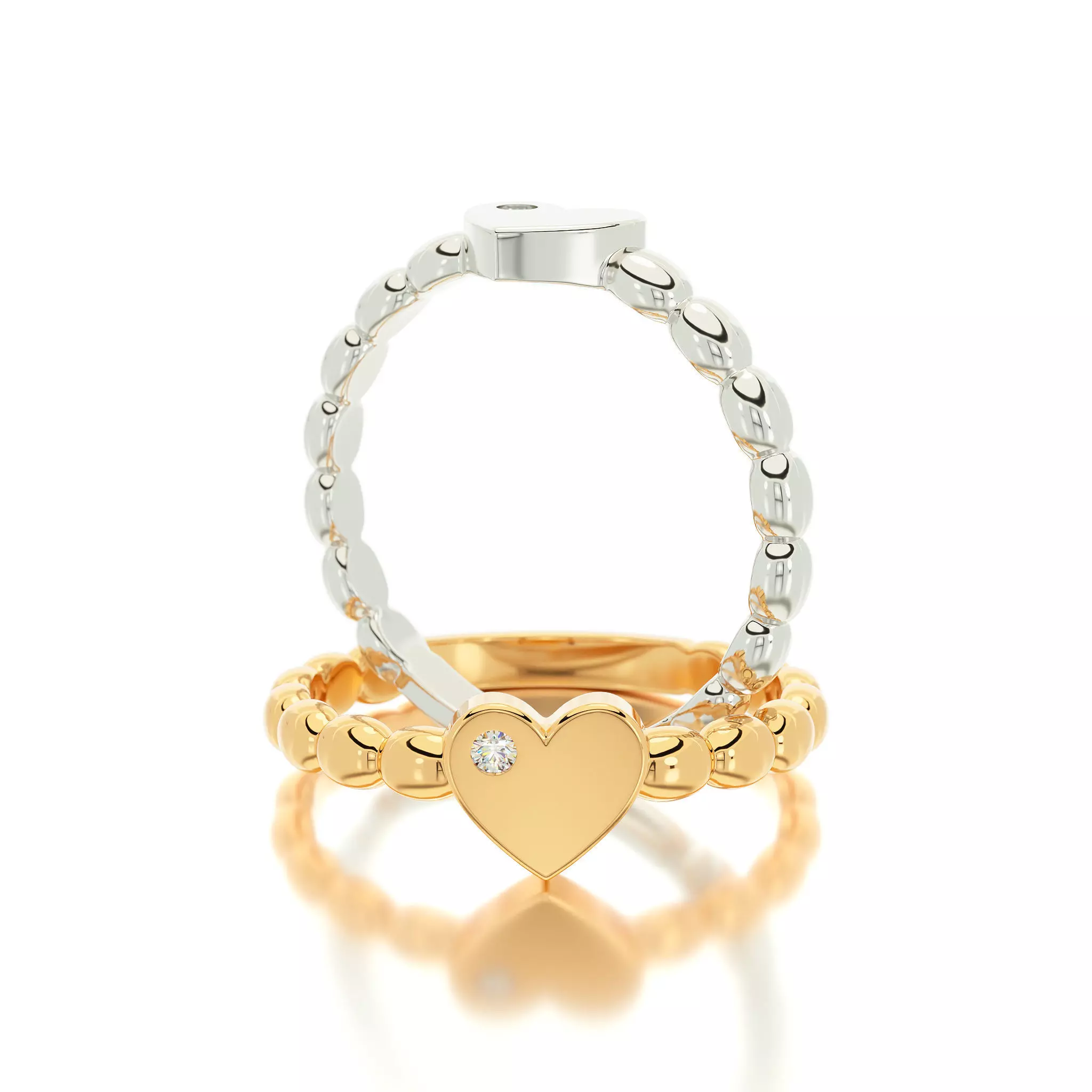heart ring with diamond 3D print model_0