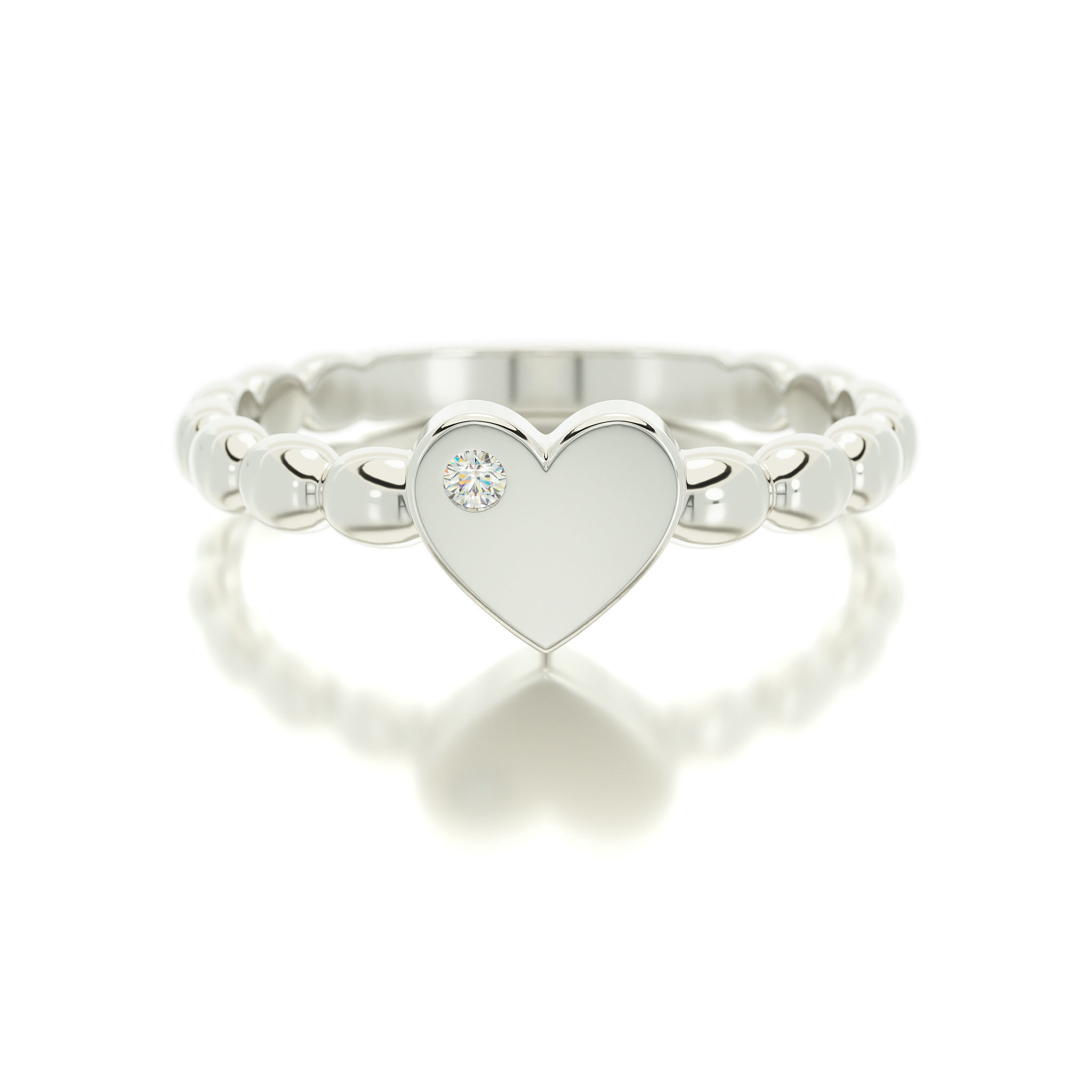 heart ring with diamond 3D print model_5