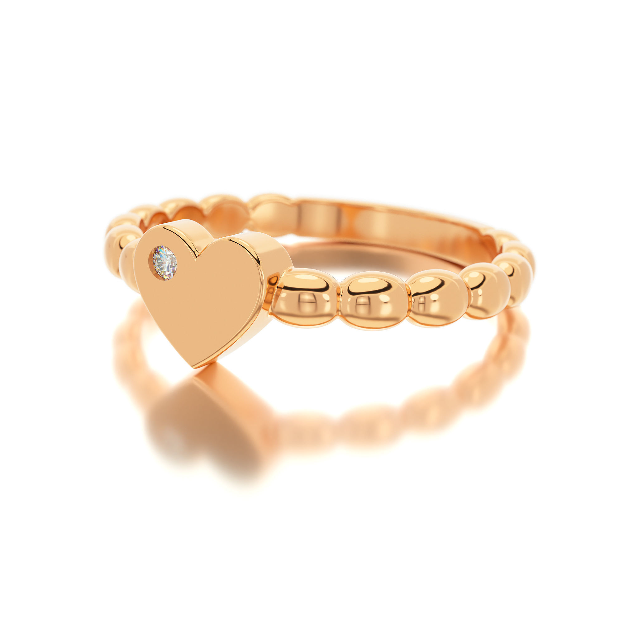 heart ring with diamond 3D print model_18
