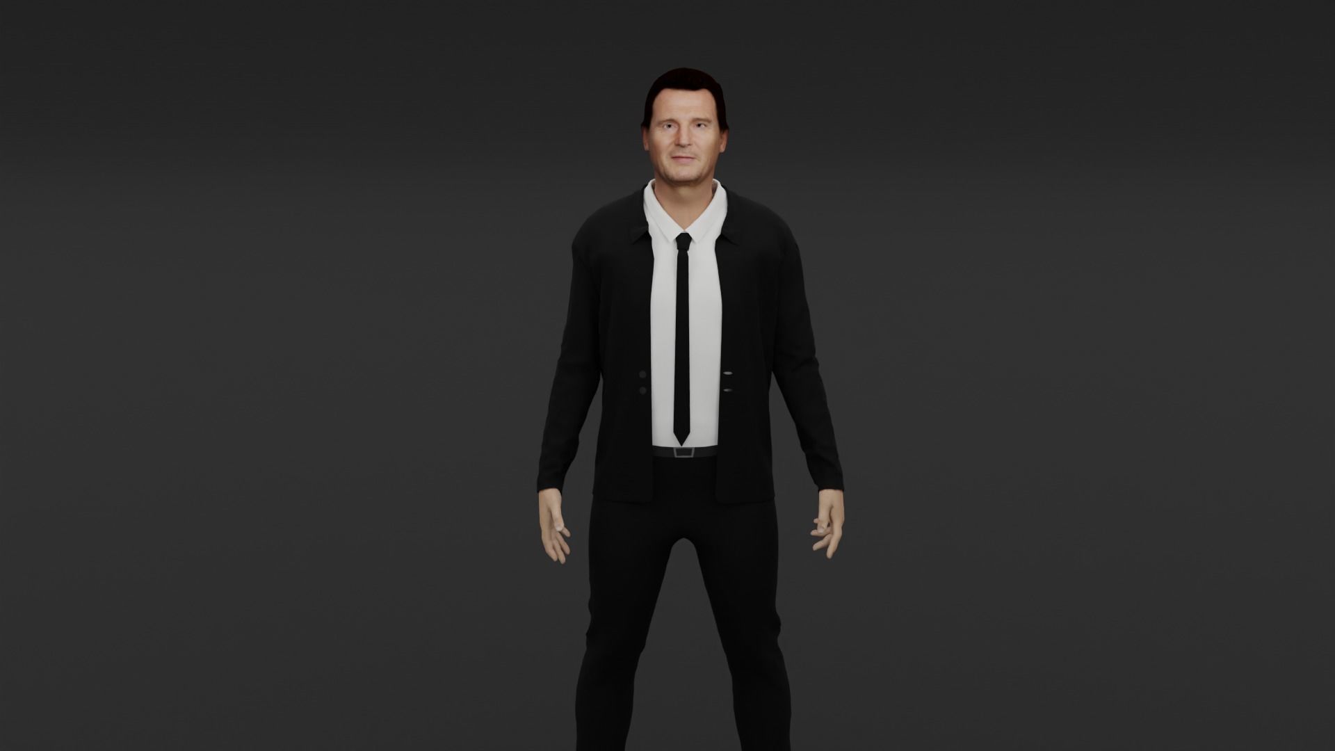 Liam Neeson Low-poly 3D model_1