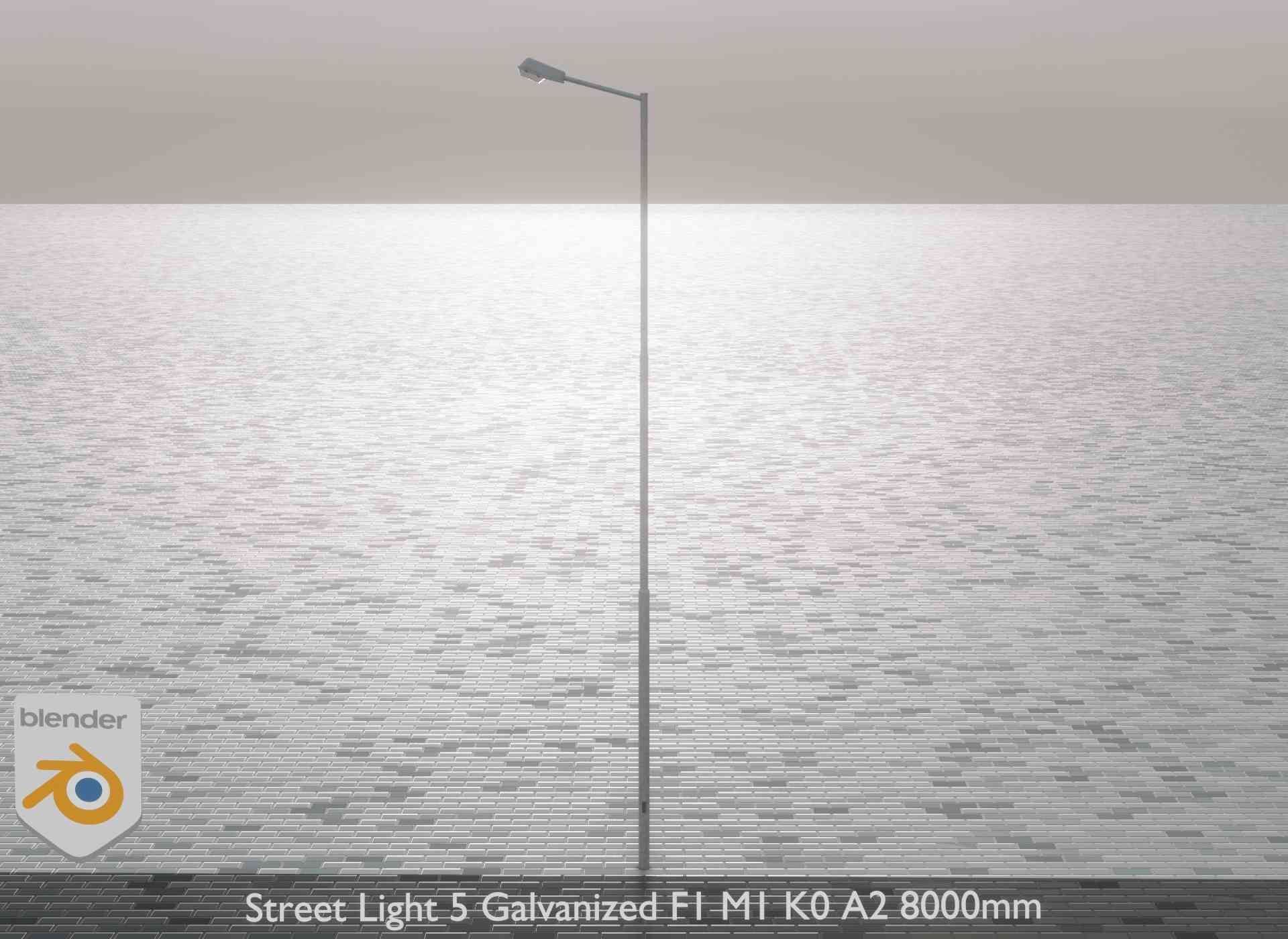 Street Light 5 Galvanized F1 M1 K0 A2 8000mm Low-poly 3D model_1