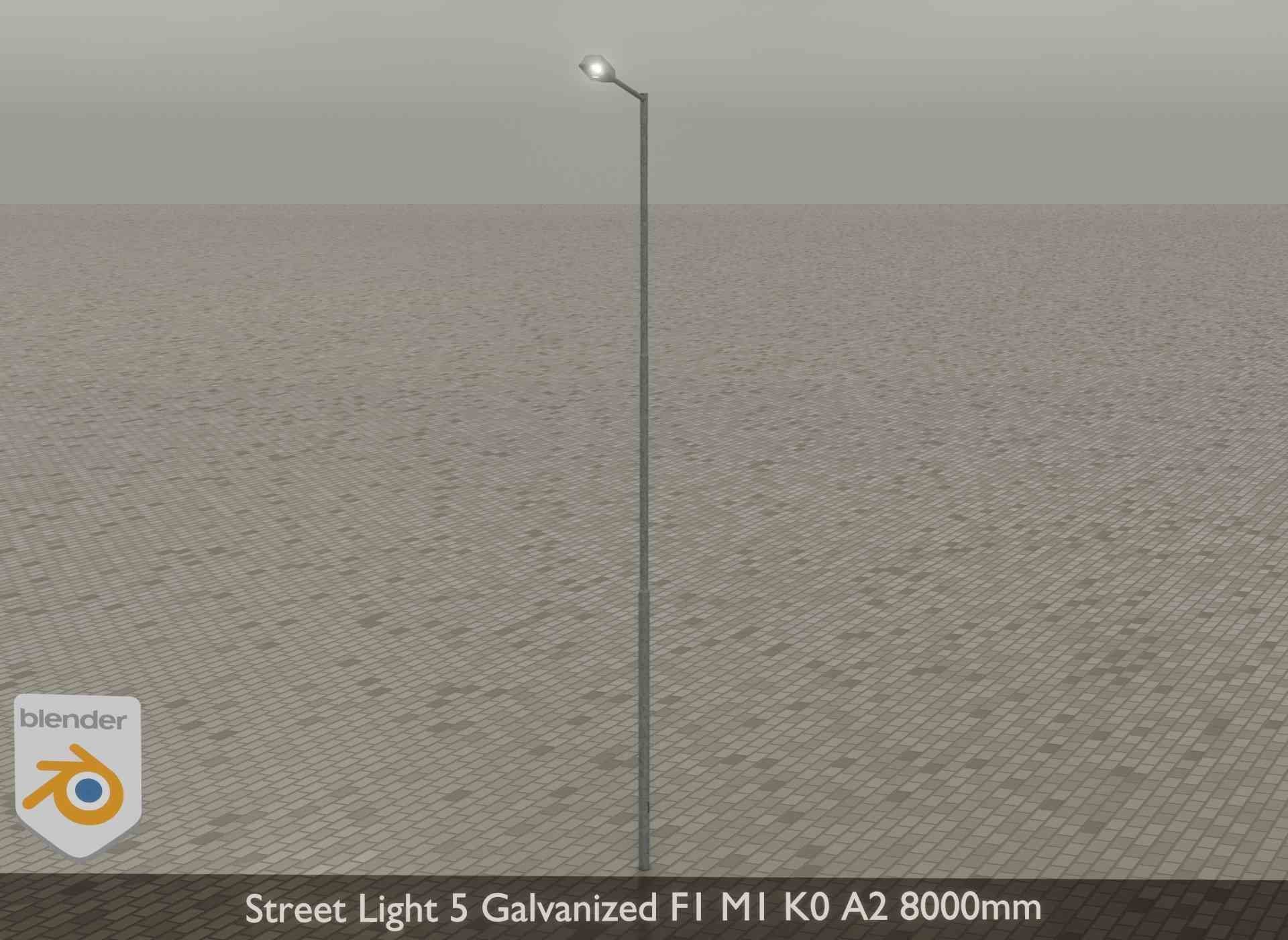 Street Light 5 Galvanized F1 M1 K0 A2 8000mm Low-poly 3D model_22