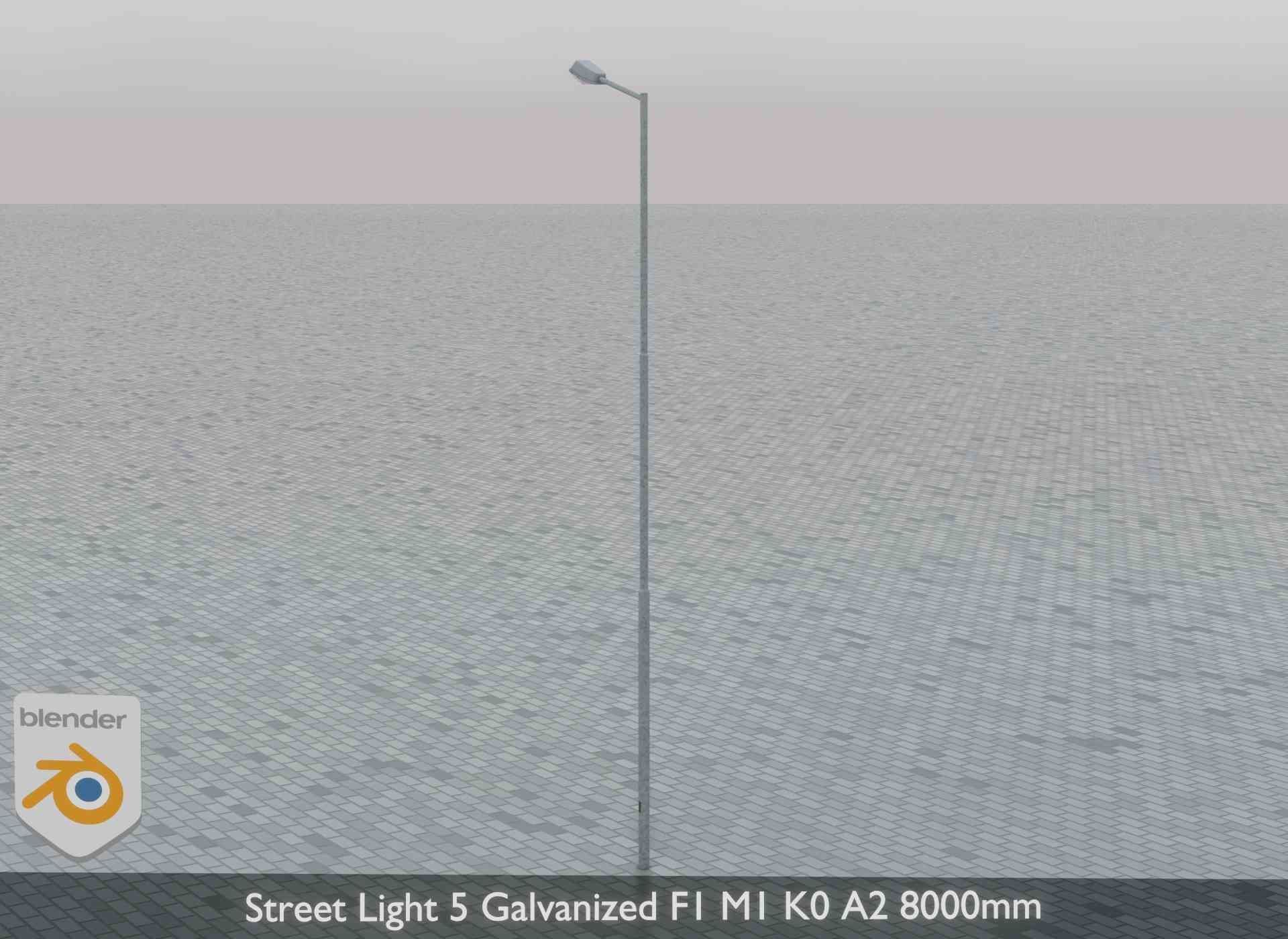 Street Light 5 Galvanized F1 M1 K0 A2 8000mm Low-poly 3D model_5