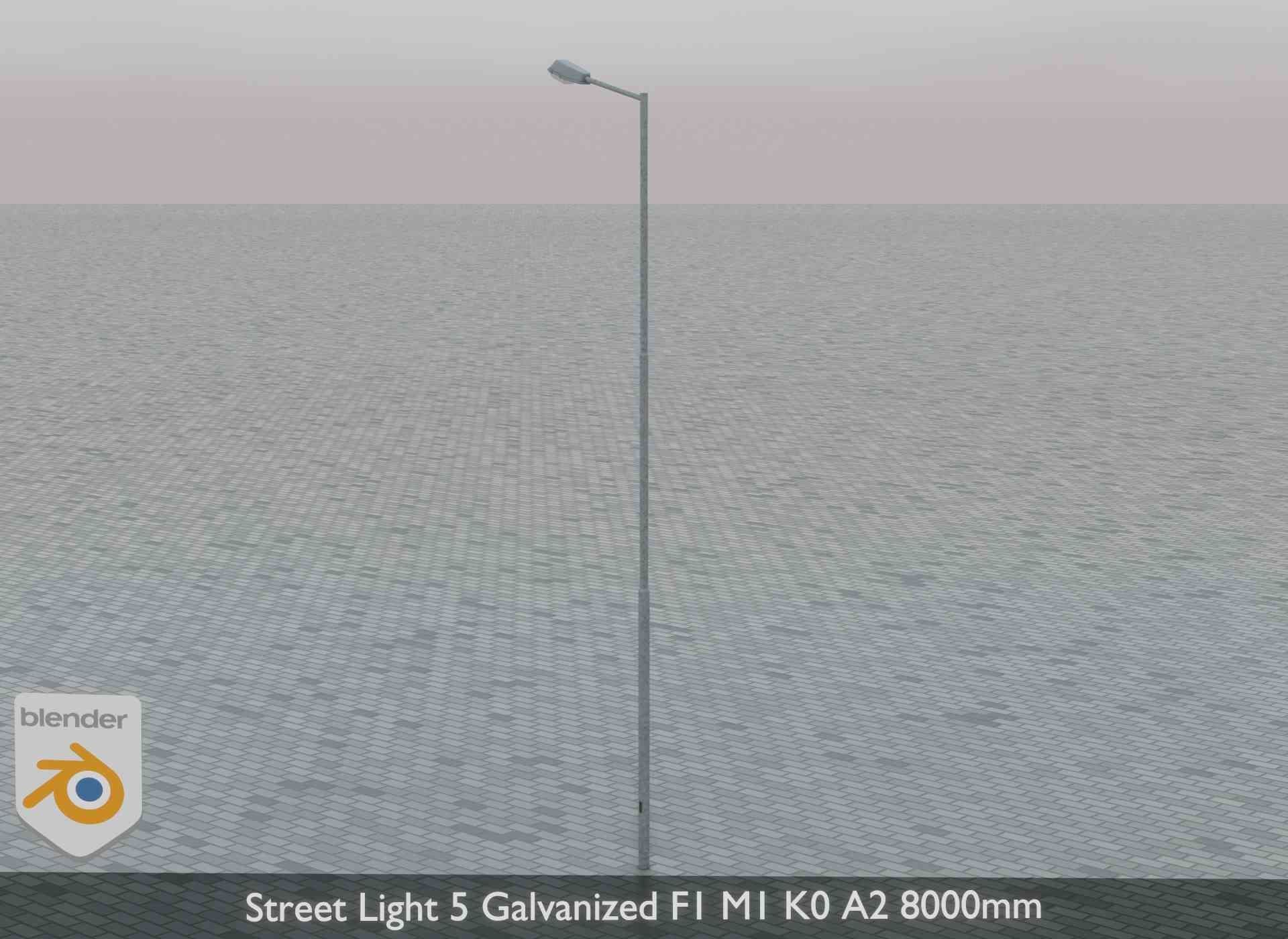 Street Light 5 Galvanized F1 M1 K0 A2 8000mm Low-poly 3D model_4