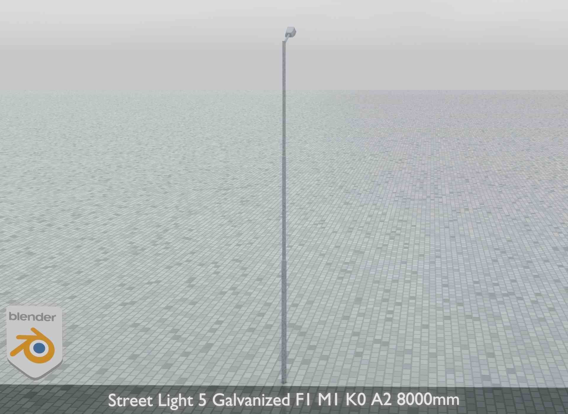 Street Light 5 Galvanized F1 M1 K0 A2 8000mm Low-poly 3D model_8