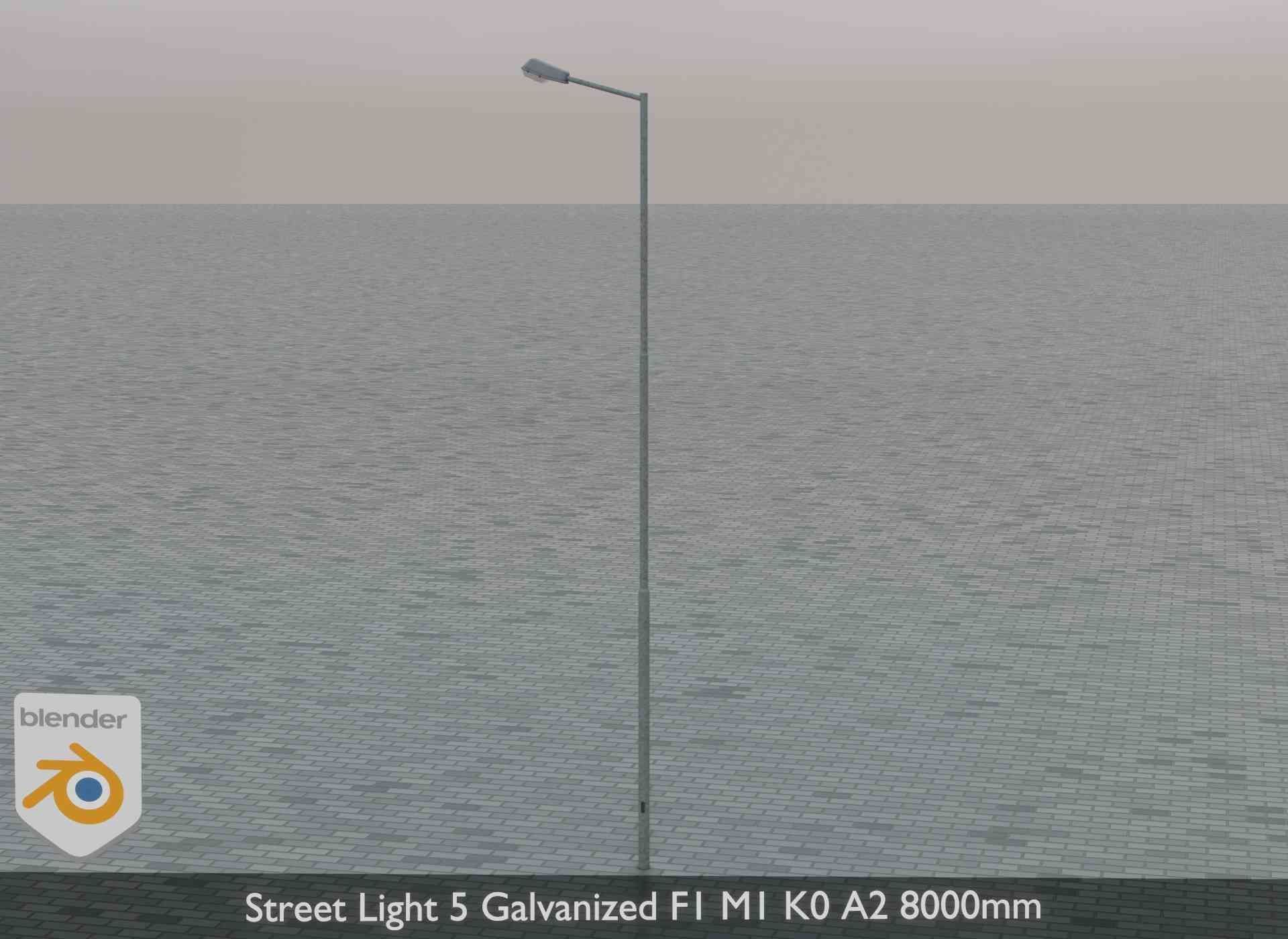 Street Light 5 Galvanized F1 M1 K0 A2 8000mm Low-poly 3D model_2