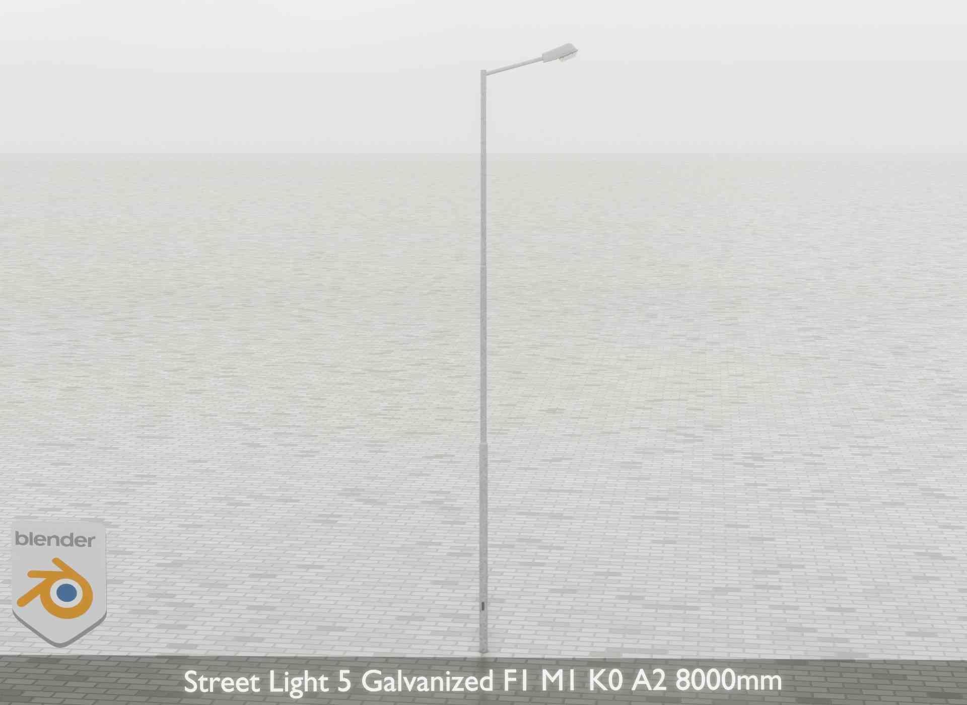 Street Light 5 Galvanized F1 M1 K0 A2 8000mm Low-poly 3D model_40