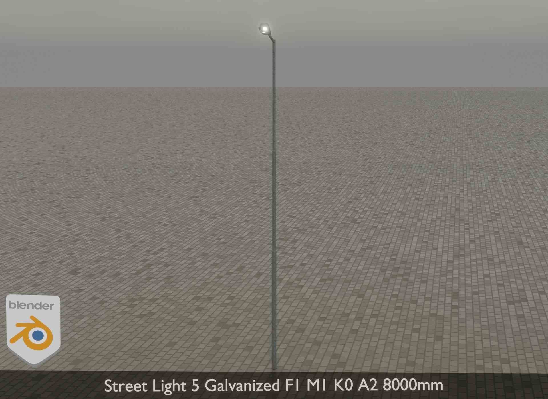 Street Light 5 Galvanized F1 M1 K0 A2 8000mm Low-poly 3D model_21